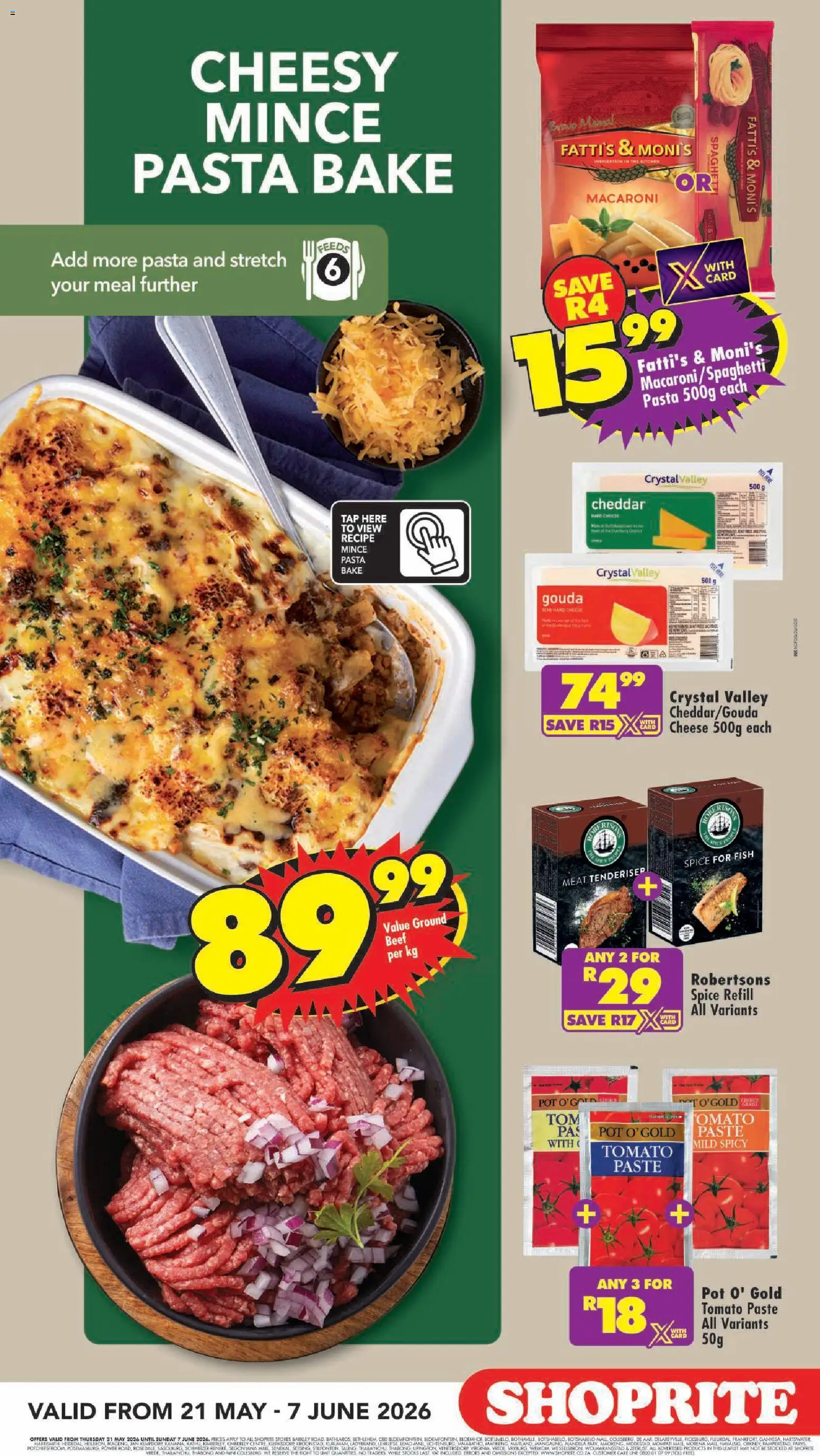 New Shoprite catalogue – valid from 21.05.2026 | Page: 4 | Products: Cheese, Fish, Tap, Pasta