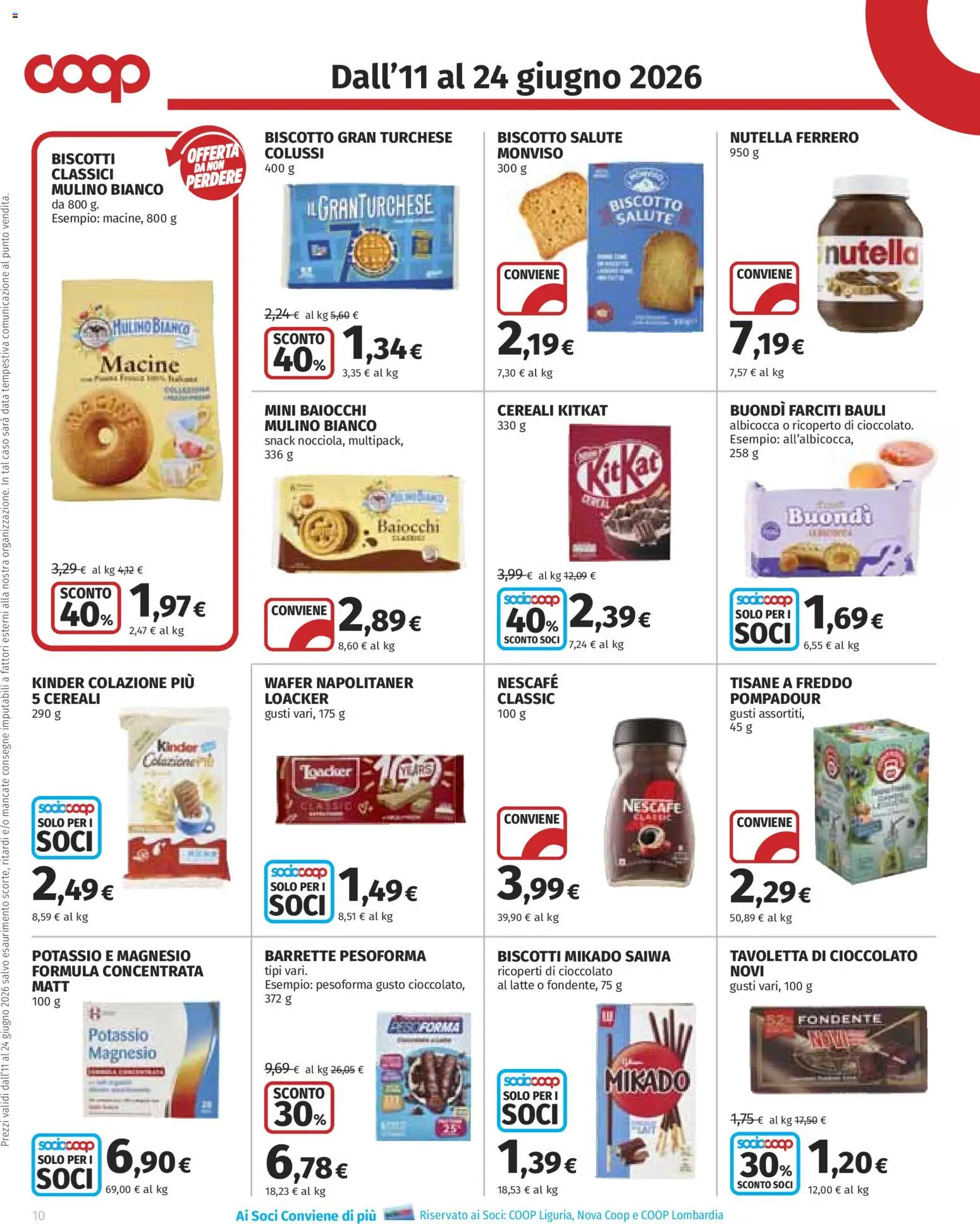 Volantino COOP del 11.06.2026 | Pagina: 10 | Prodotti: Cereali, Biscotti, Latte, Data