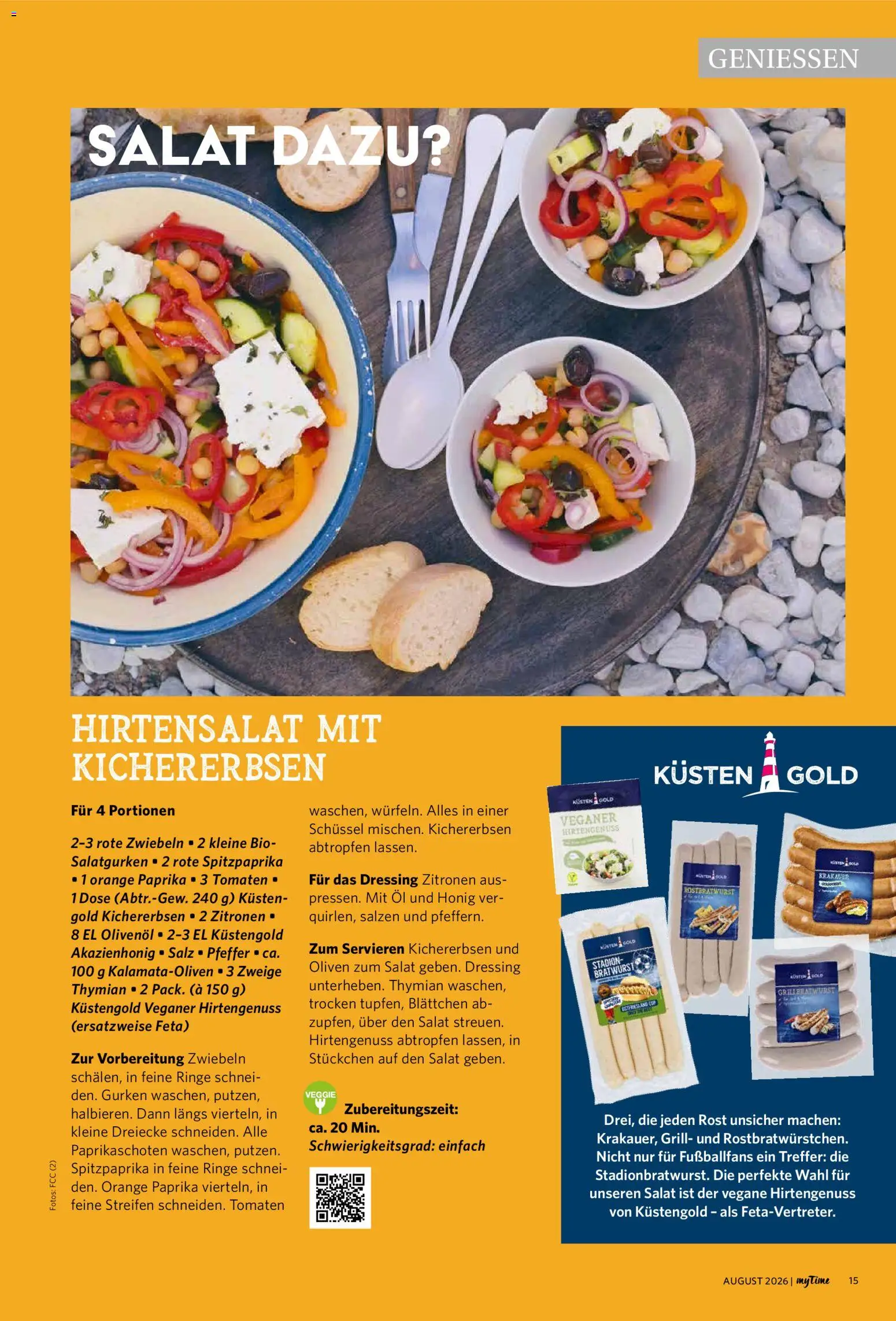 Famila Nordwest myTime August 2026 – gültig ab 01.08.2026 | Seite: 15 | Produkte: Feta, Zwiebeln, Gurken, Salat