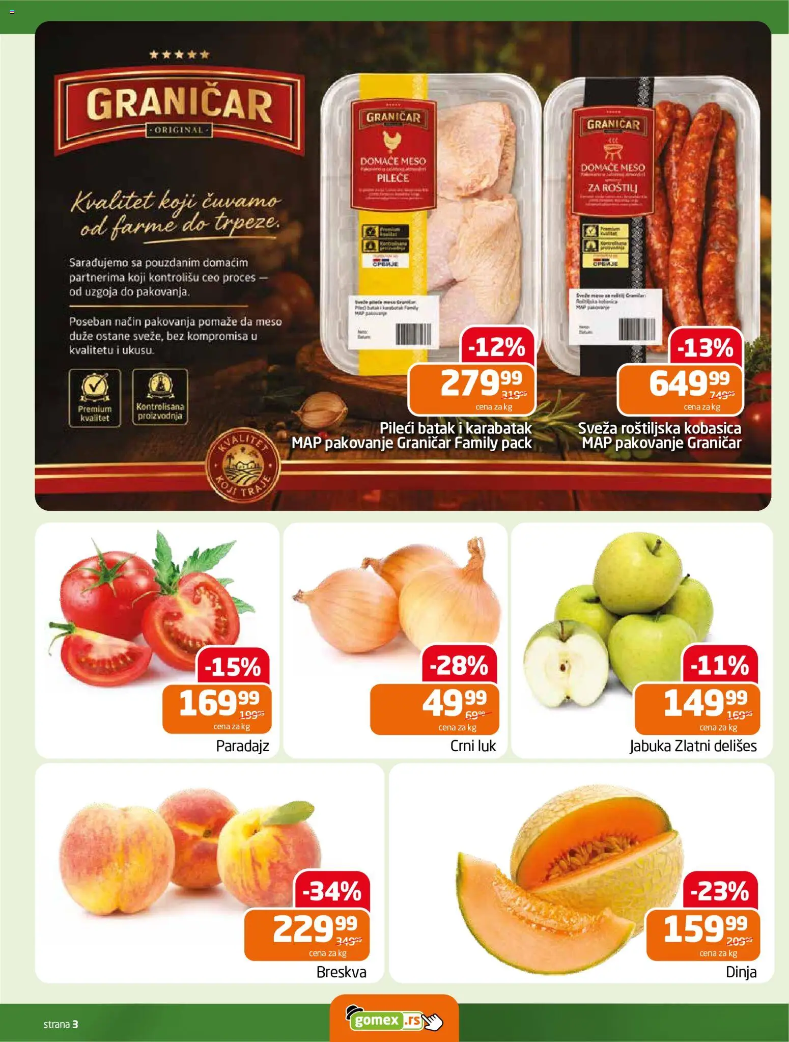Gomex katalog - važi od 24.06.2026 | Strana: 3 | Proizvode: Crni luk, Breskva, Paradajz, Roštilj