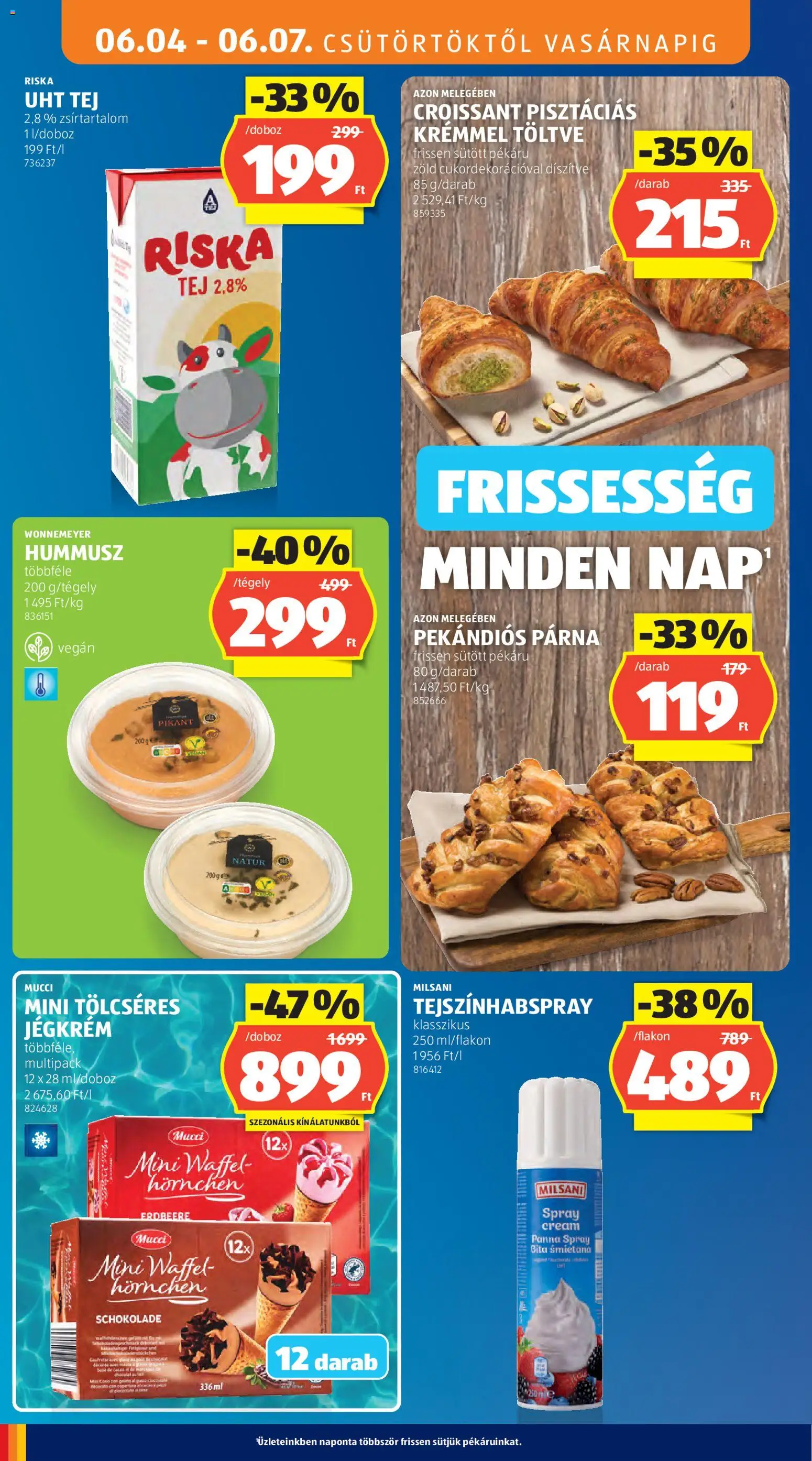 Aldi akciós ujság - amely érvényes a következő dátumtól: 04.06.2026 | Oldal: 12 | Termékek: Croissant, Párna, Vegán, Jégkrém