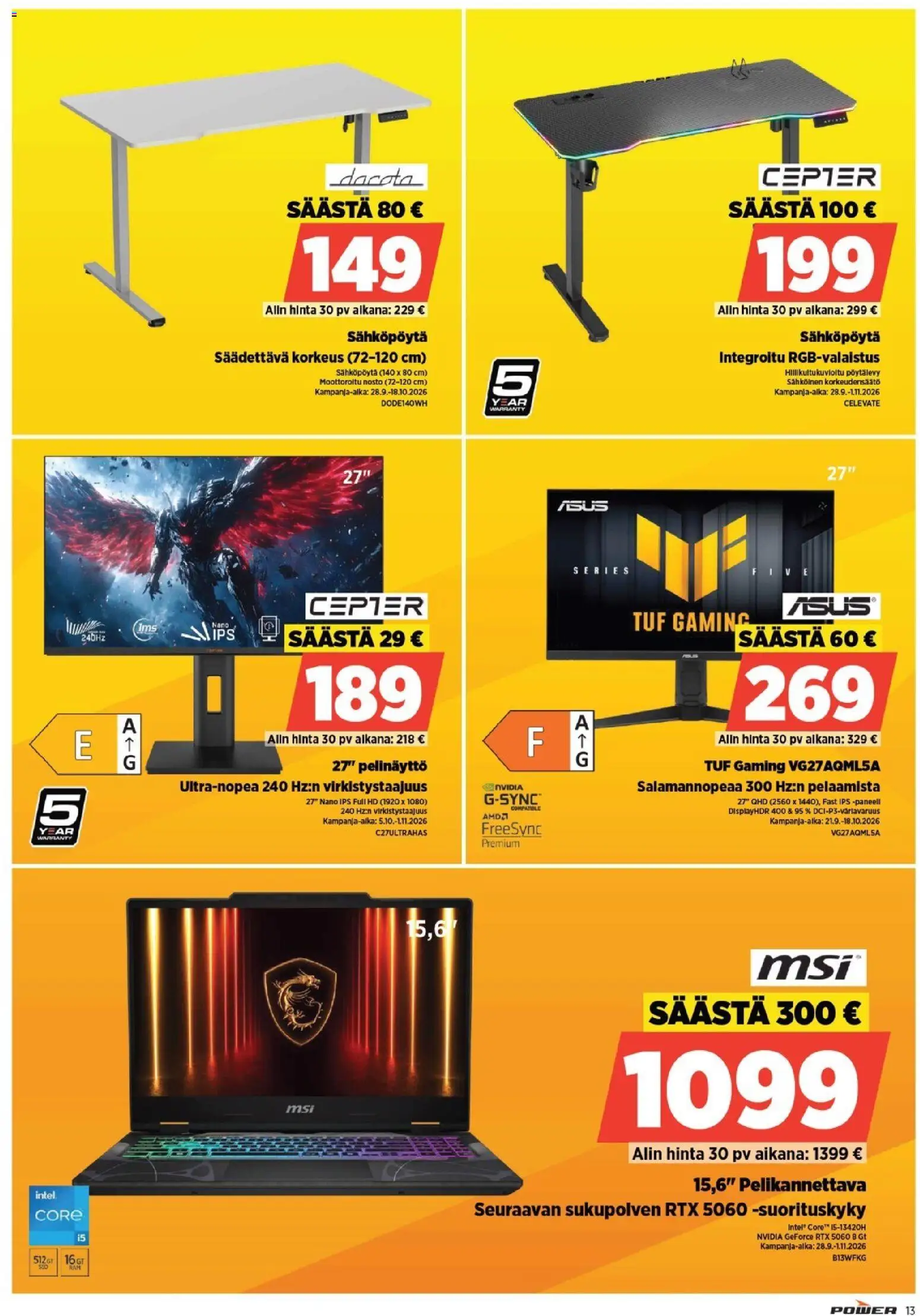 Power tarjoukset – voimassa 29/09/2026 alkaen | Sivu: 13 | Tuotteet: Pelikannettava