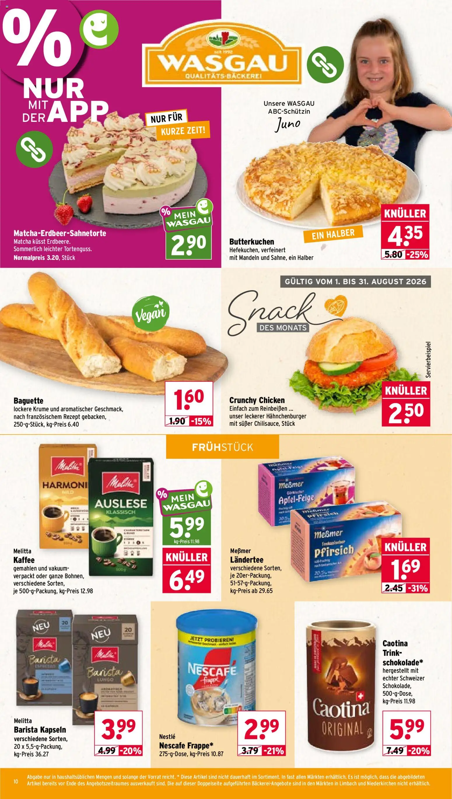Wasgau Prospekt – gültig ab 03.08.2026 | Seite: 10 | Produkte: Melitta, Schokolade, Messmer, Mandeln