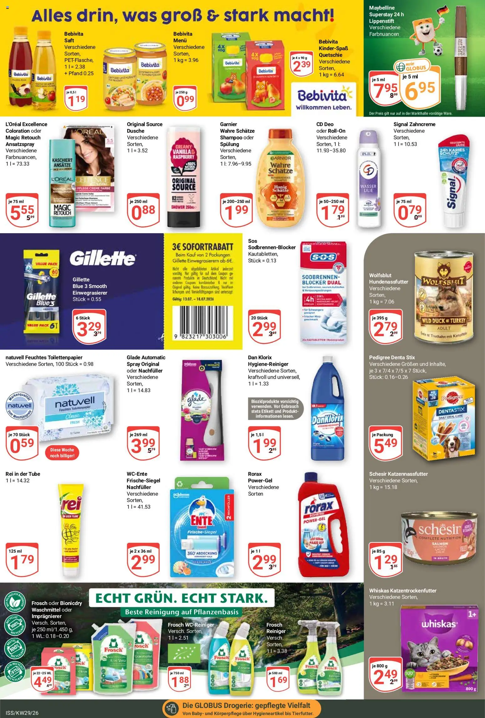 Globus Prospekt – gültig ab 13.07.2026 | Seite: 16 | Produkte: Shampoo, Waschmittel, Ente, Whiskas
