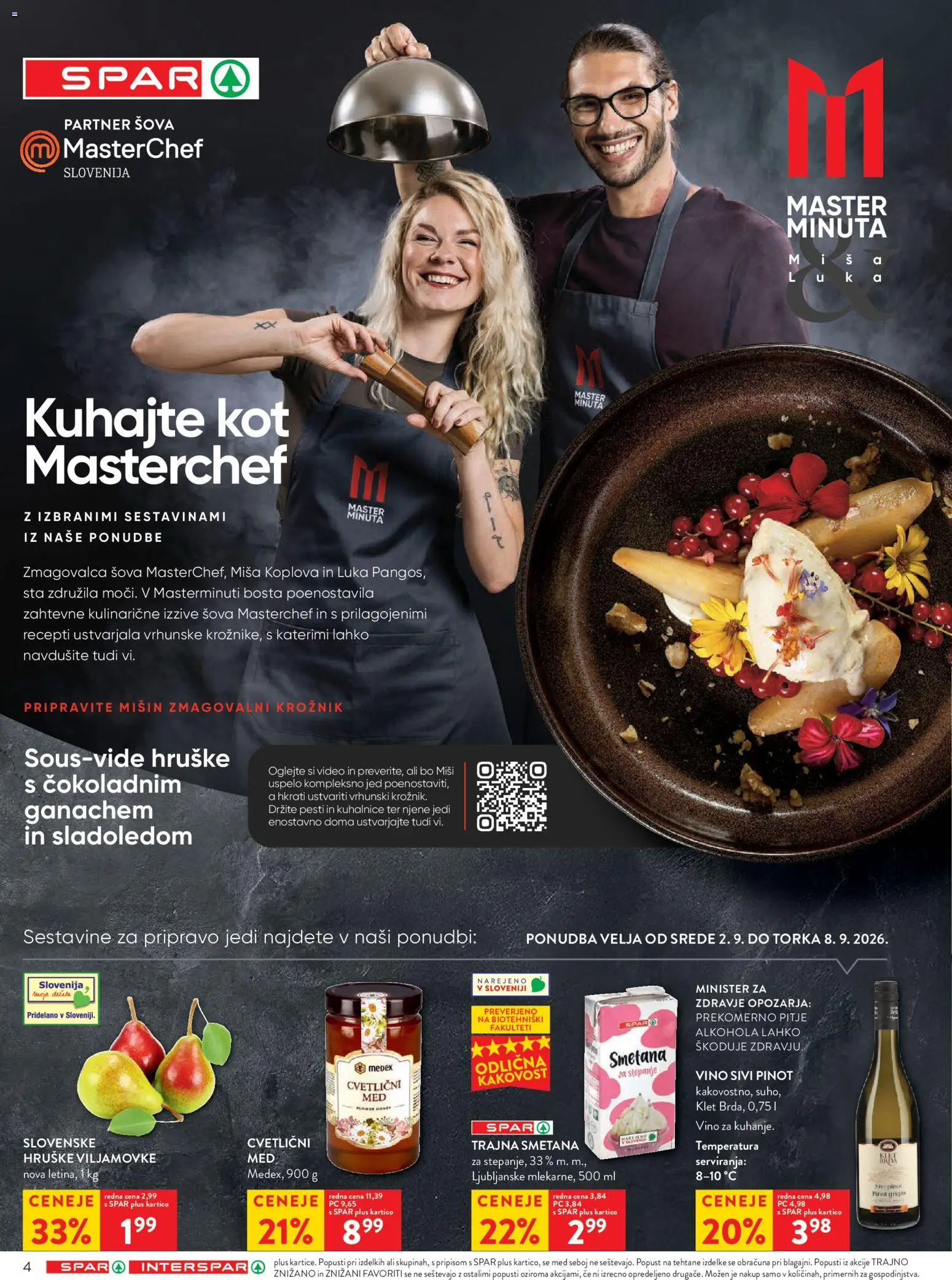 Novi Spar katalog ponudbe – veljaven od 02.09.2026 | Stran: 5 | Izdelki: Med, Video, Smetana, Hruške