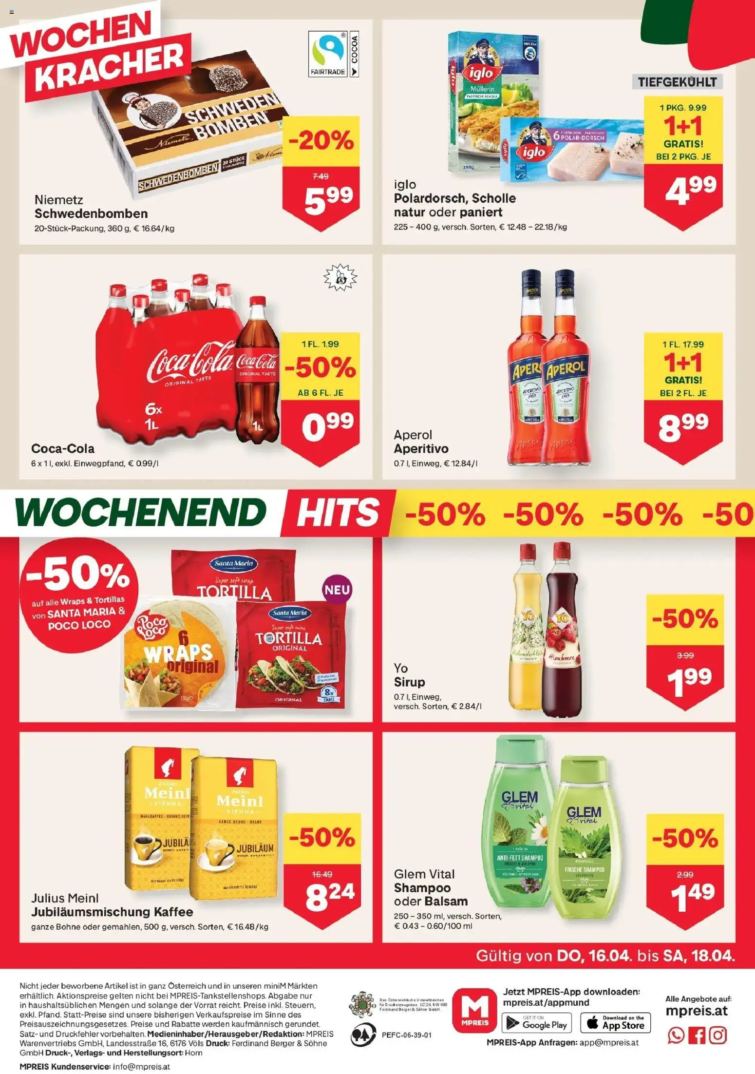 MPREIS Pfunds gültig ab 16.04.2026 | Seite: 12 | Produkte: Himbeere, Shampoo, Kaffee