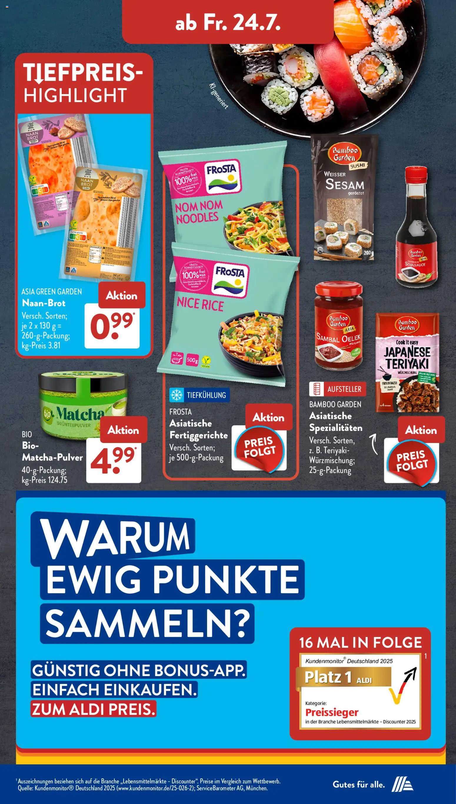 Aldi Süd Prospekt – gültig ab 20.07.2026 | Seite: 16 | Produkte: Frosta, Fertiggerichte, Brot