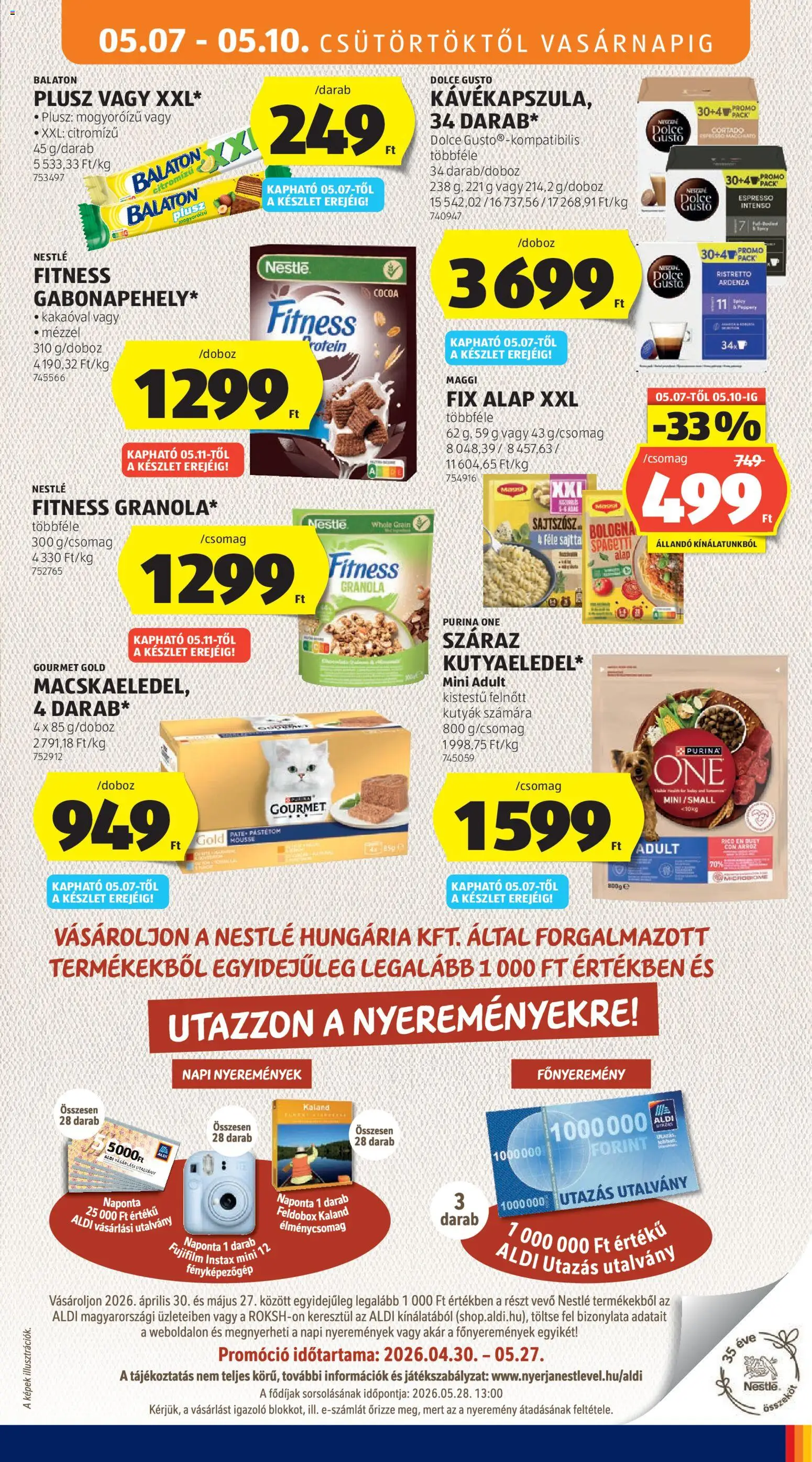 Aldi akciós ujság - amely érvényes a következő dátumtól: 07.05.2026 | Oldal: 17 | Termékek: Spagetti, Purina one, Protein, Maggi