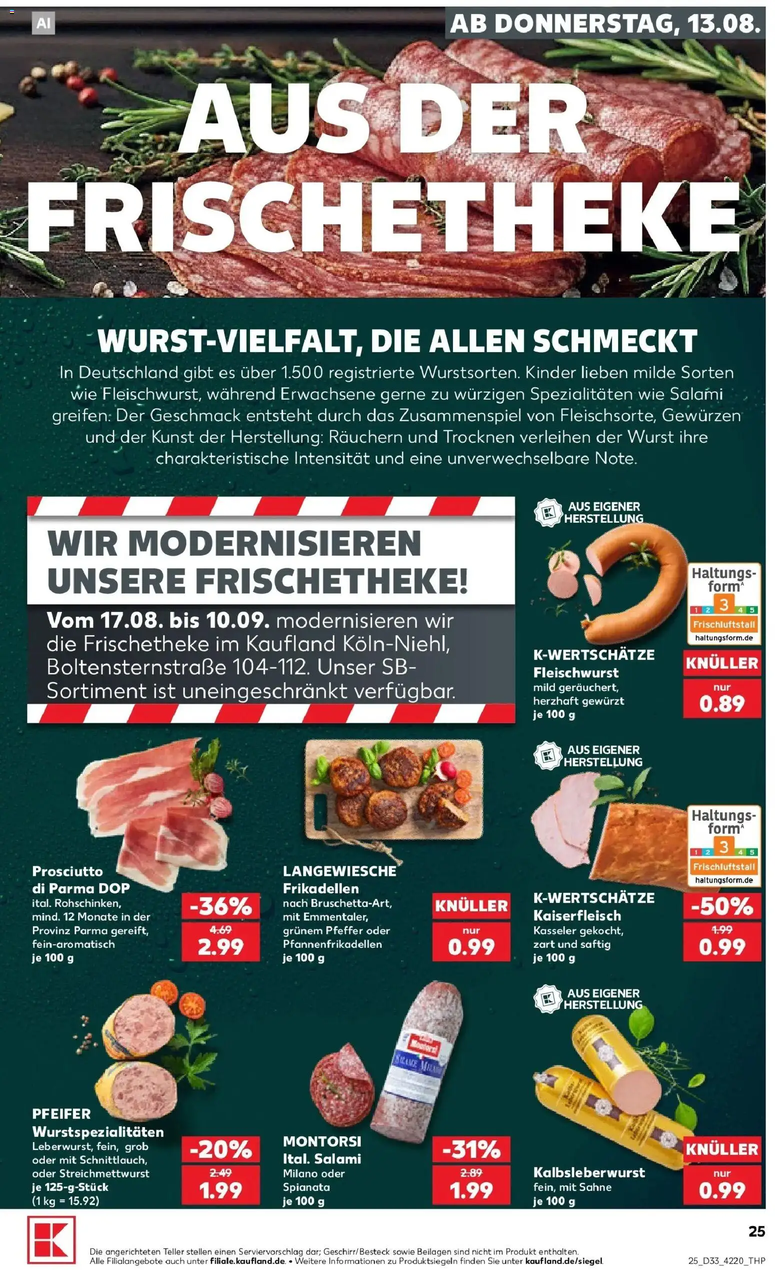 Prospekt Kaufland ab 13.08.2026 » Angebote Online zum Blättern | Seite: 25 | Produkte: Beilagen, Spezialitäten, Wurst, Sahne