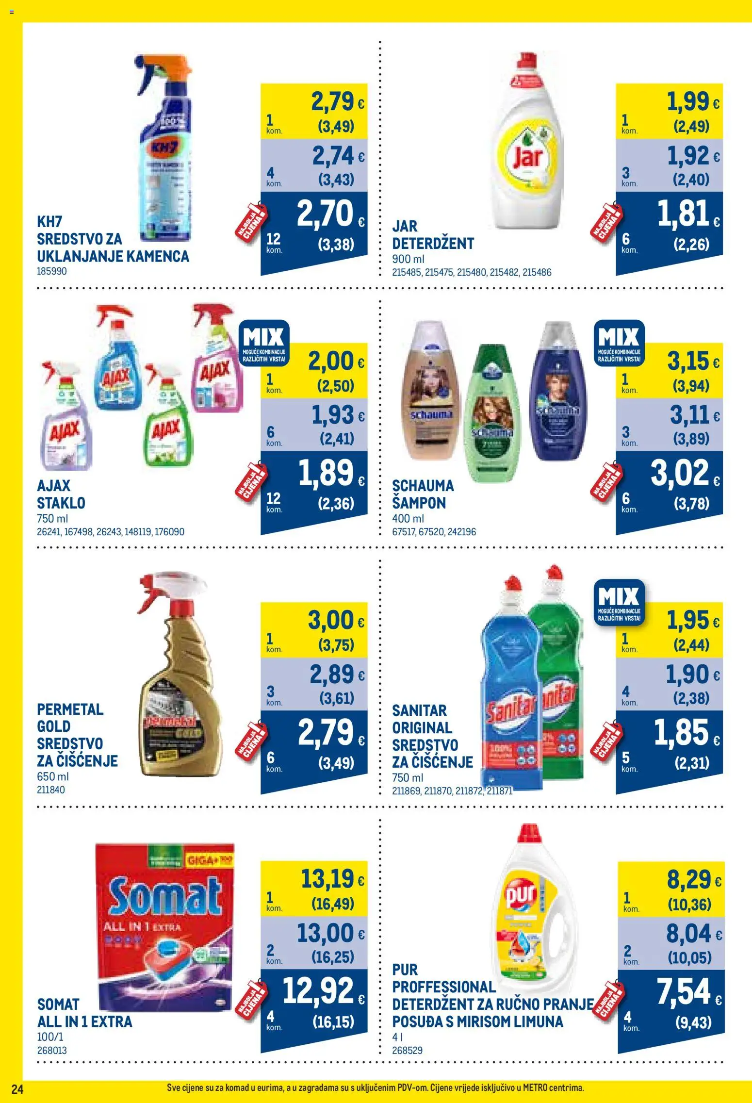 Metro katalog | vrijedi od 03.08.2026 | Stranica: 24 | Proizvodi: Šampon, Deterdžent, Somat, Ajax