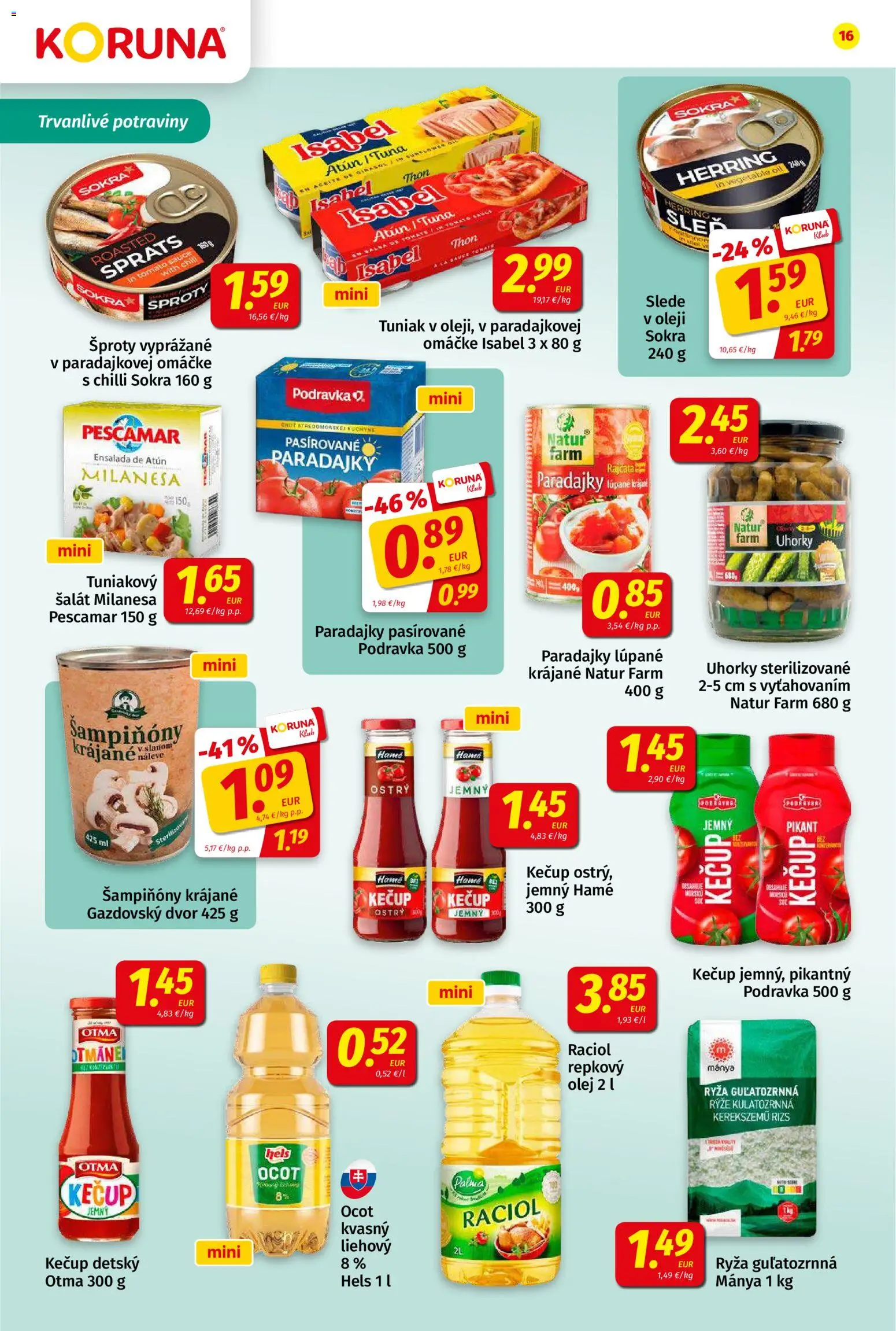 Nové Koruna akcie – leták je platný od 31.07.2026 | Strana: 16 | Produkty: Paradajky, Ryža, Chilli, Kuchyne
