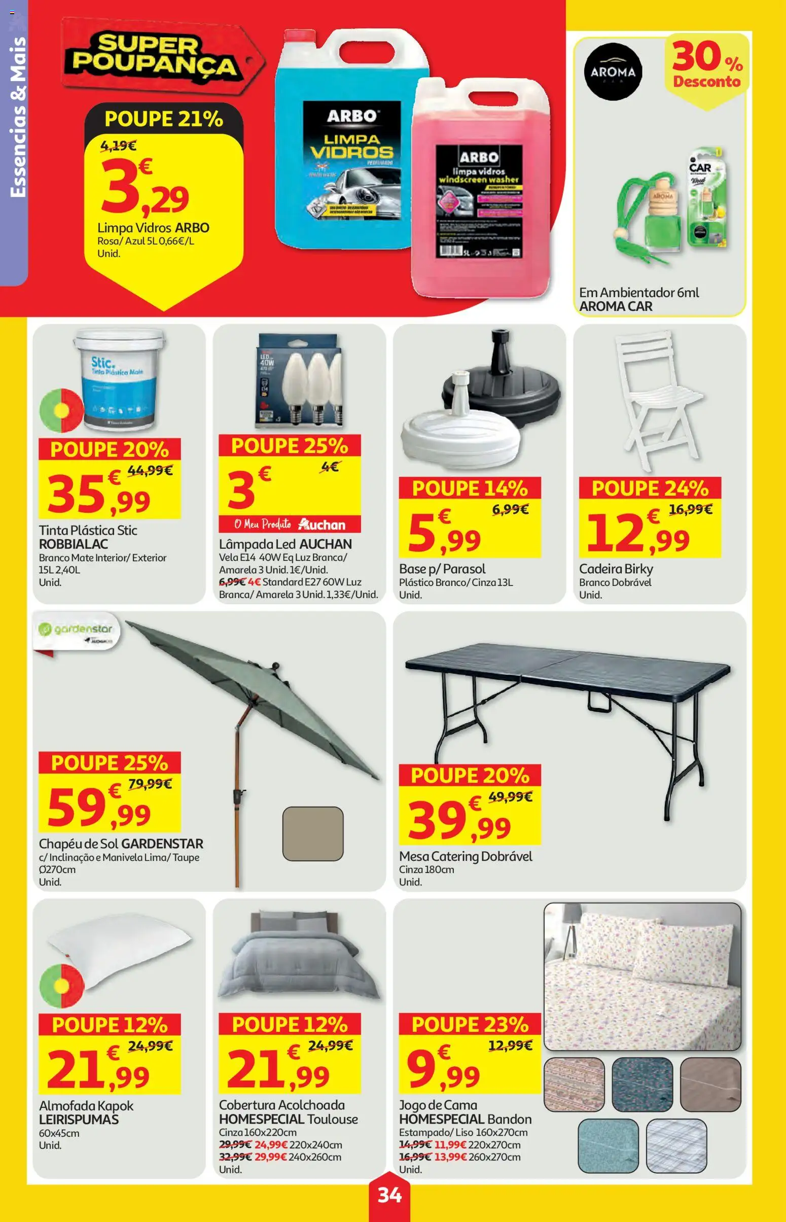 Auchan folheto │ válido de 28.05.2026 | Página: 34 | Produtos: Chapéu, Base, Almofada, Mesa