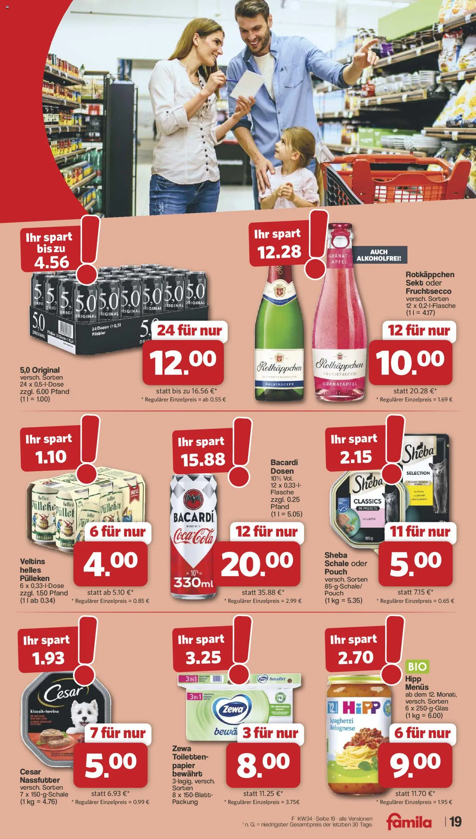 Famila Nordwest Prospekt – gültig ab 17.08.2026 | Seite: 19 | Produkte: Bacardi, Granatapfel, Zewa, Veltins