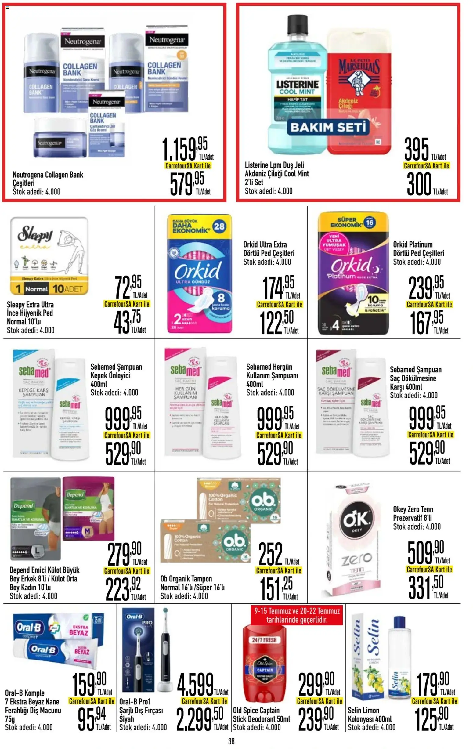 CarrefourSA Katalog - 09 Temmuz 2026 tarihinden itibaren geçerlidir | Sayfa: 38 | Ürünler: Duş, Duş jeli, Deodorant, Diş macunu