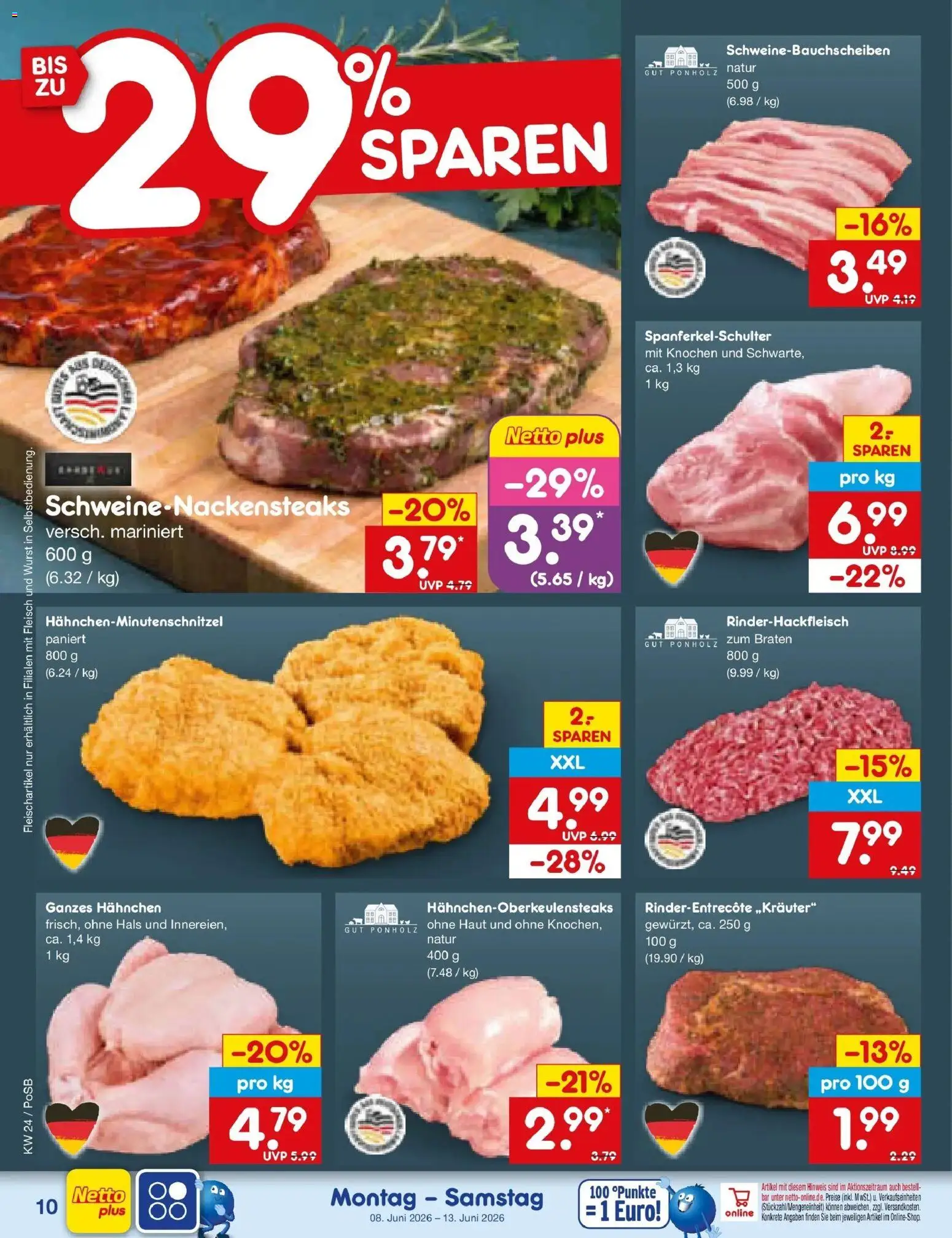 Netto Marken-Discount Prospekt Regensburg – gültig ab 08.06.2026 | Seite: 16 | Produkte: Hahnchen, Wurst, Fleisch