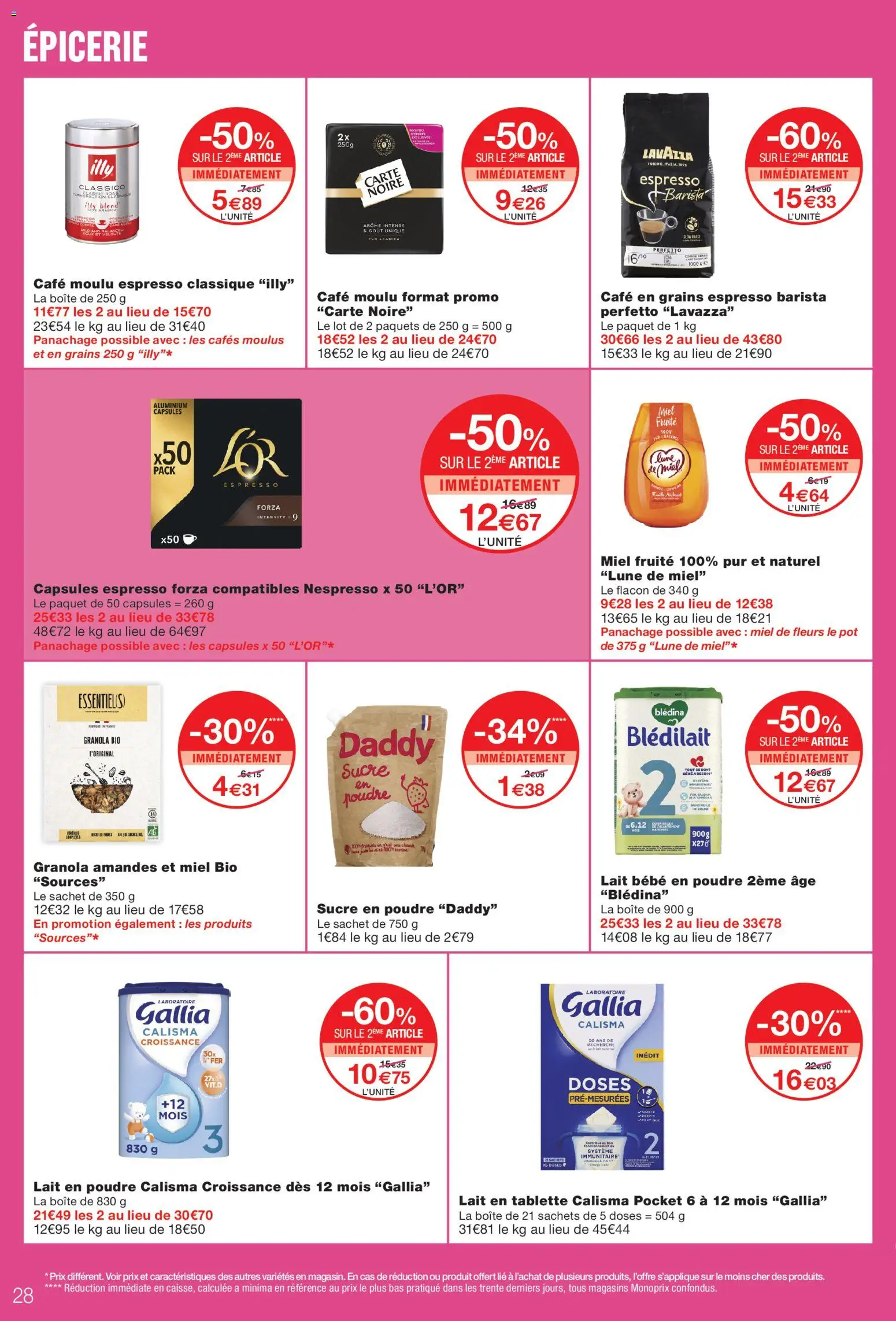 {H1} | Page: 28 | Produits: Tablette, Poudre, Café moulu, Lait