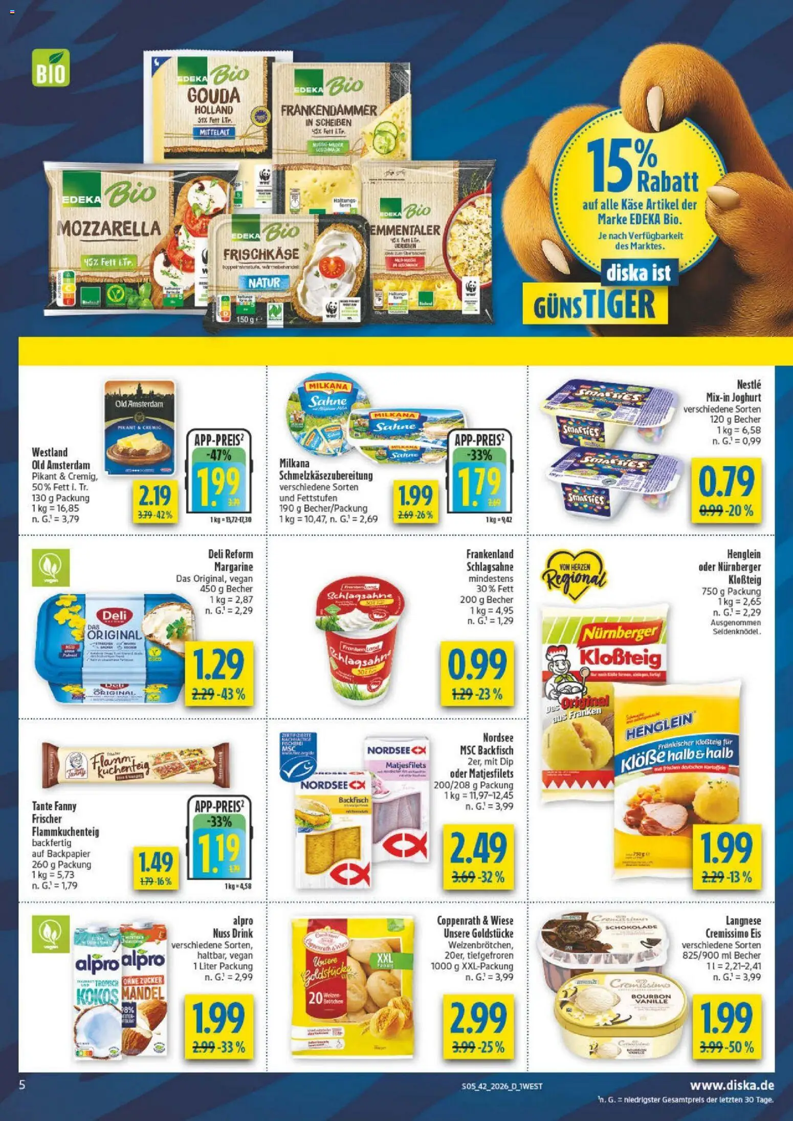 Diska Bayern – gültig ab 12.10.2026 | Seite: 5 | Produkte: Langnese, Gouda, Alpro, Sahne