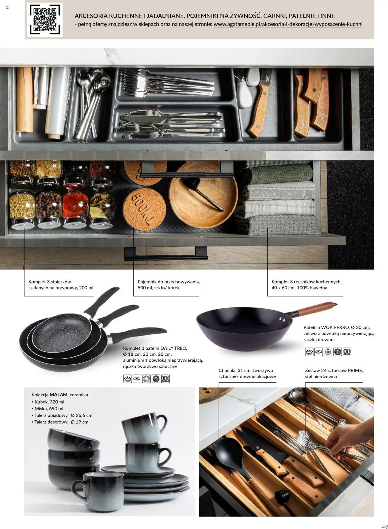 Salony Agata Gazetka - Kuchnie Qubik od 21.03.2025 | Strona: 49 | Produkty: Wok, Patelnie, Patelnia wok, Patelnia