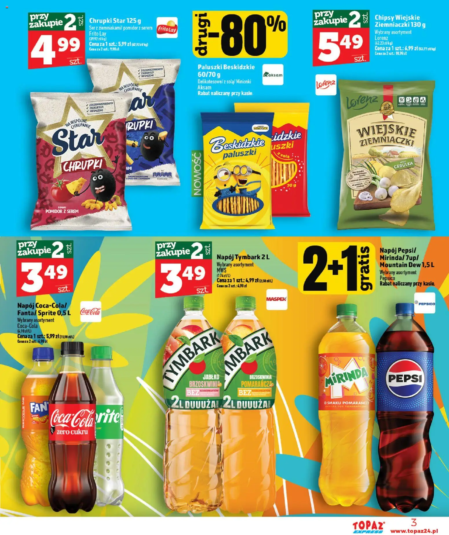 Topaz gazetka - Express od 16.07.2026 | Strona: 3 | Produkty: Brzoskwinia, Sprite, Ziemniaczki, Sok