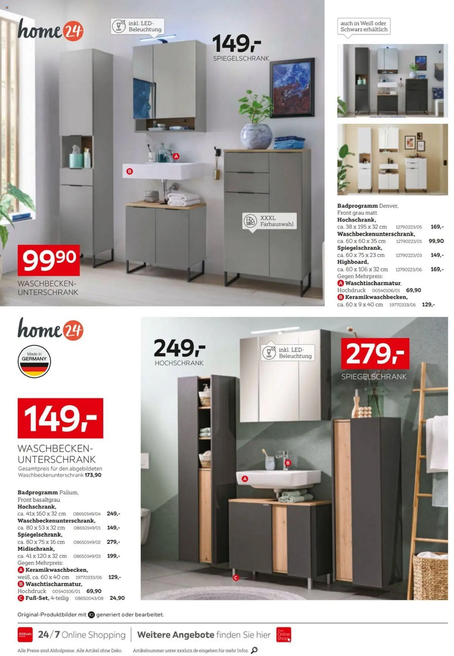 XXXLutz Badzimmertesterinnen und -tester gesucht – gültig ab 24.10.2026 | Seite: 1 | Produkte: Waschbecken, Spiegelschrank, Unterschrank, Hochschrank