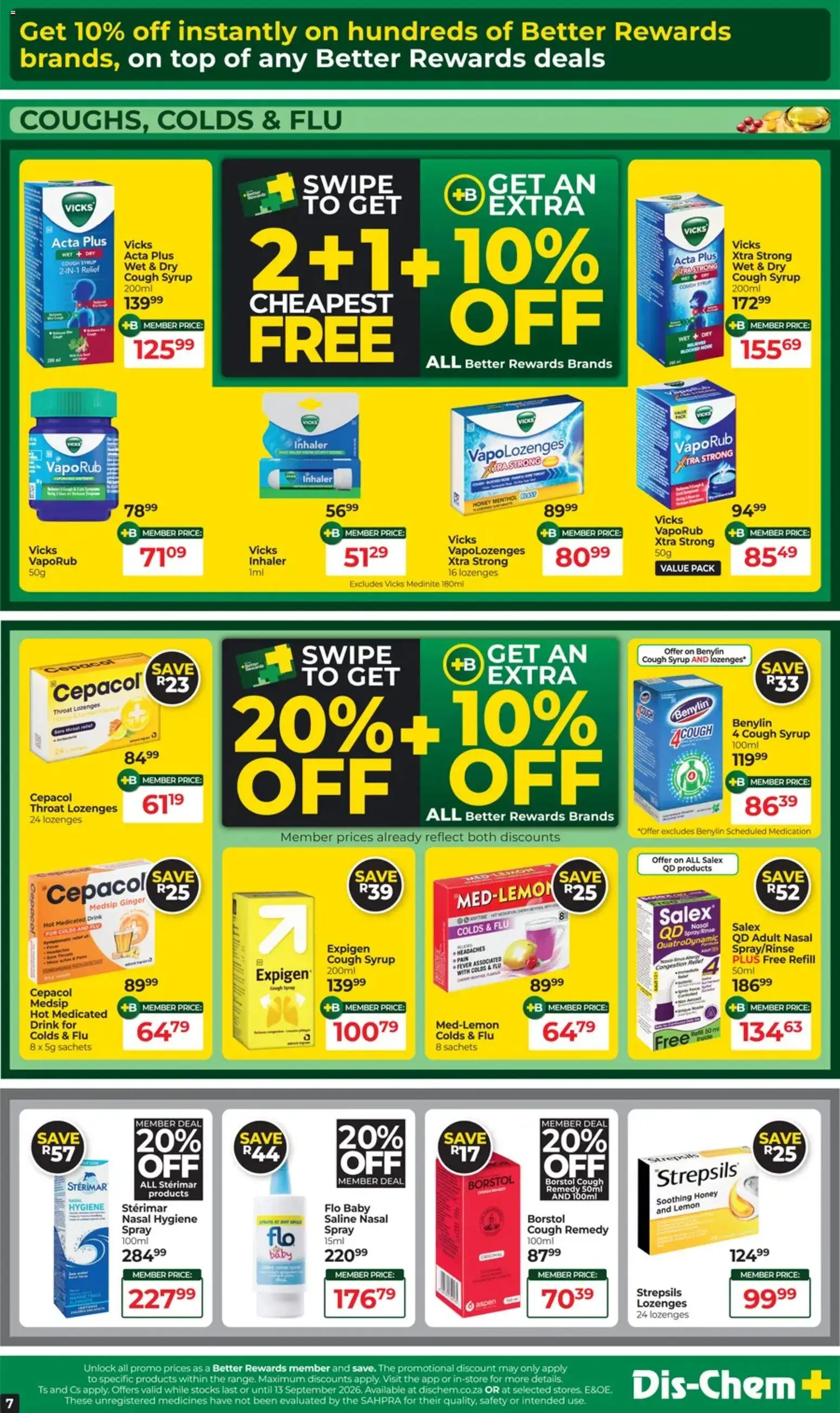 New Dis-Chem catalogue – valid from 11/08/2026 | Page: 6 | Products: Cough syrup, Lozenges, Syrup, Lemon