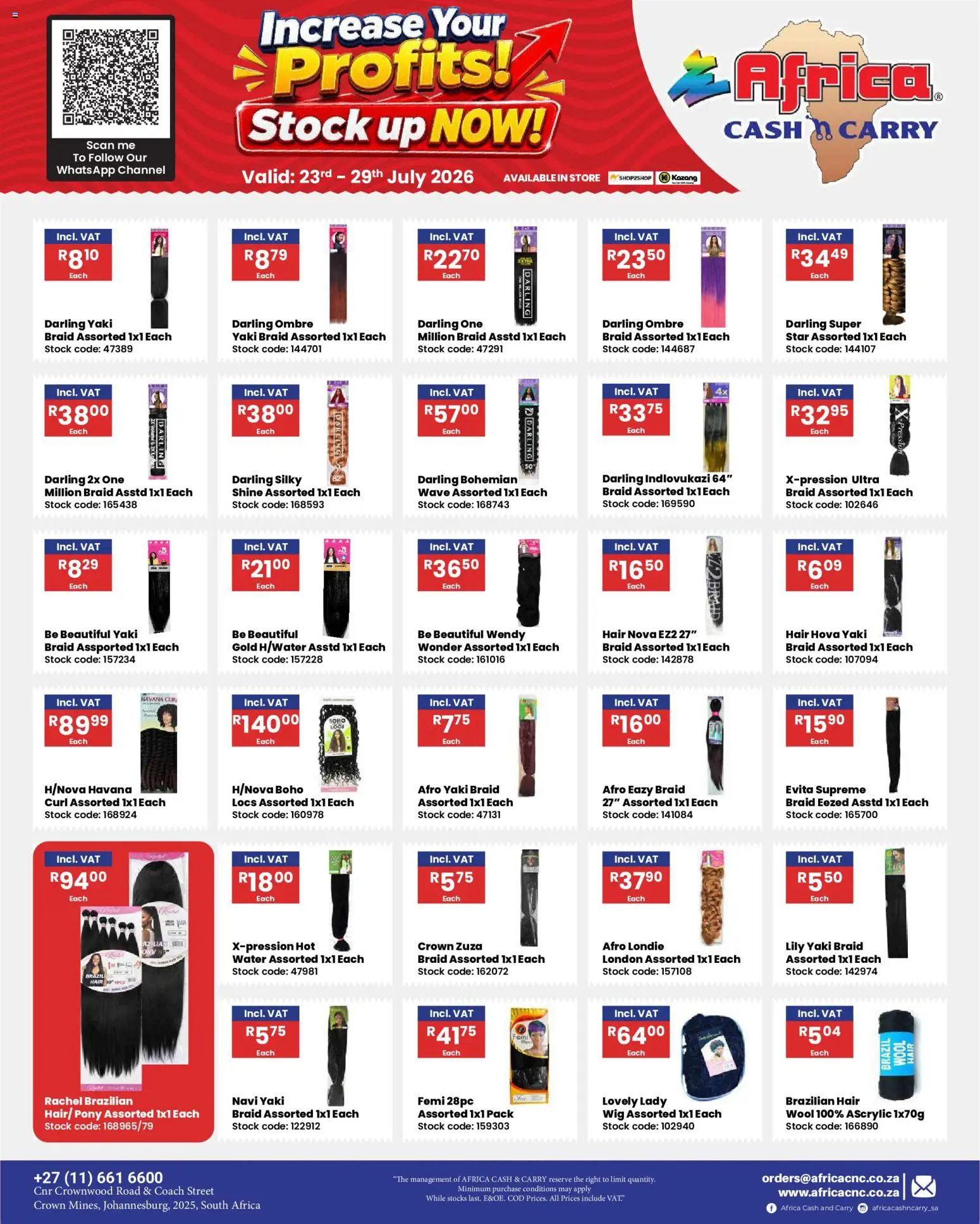 New Africa Cash & Carry catalogue – valid from 23/07/2026 | Page: 23 | Products: Stock, Water