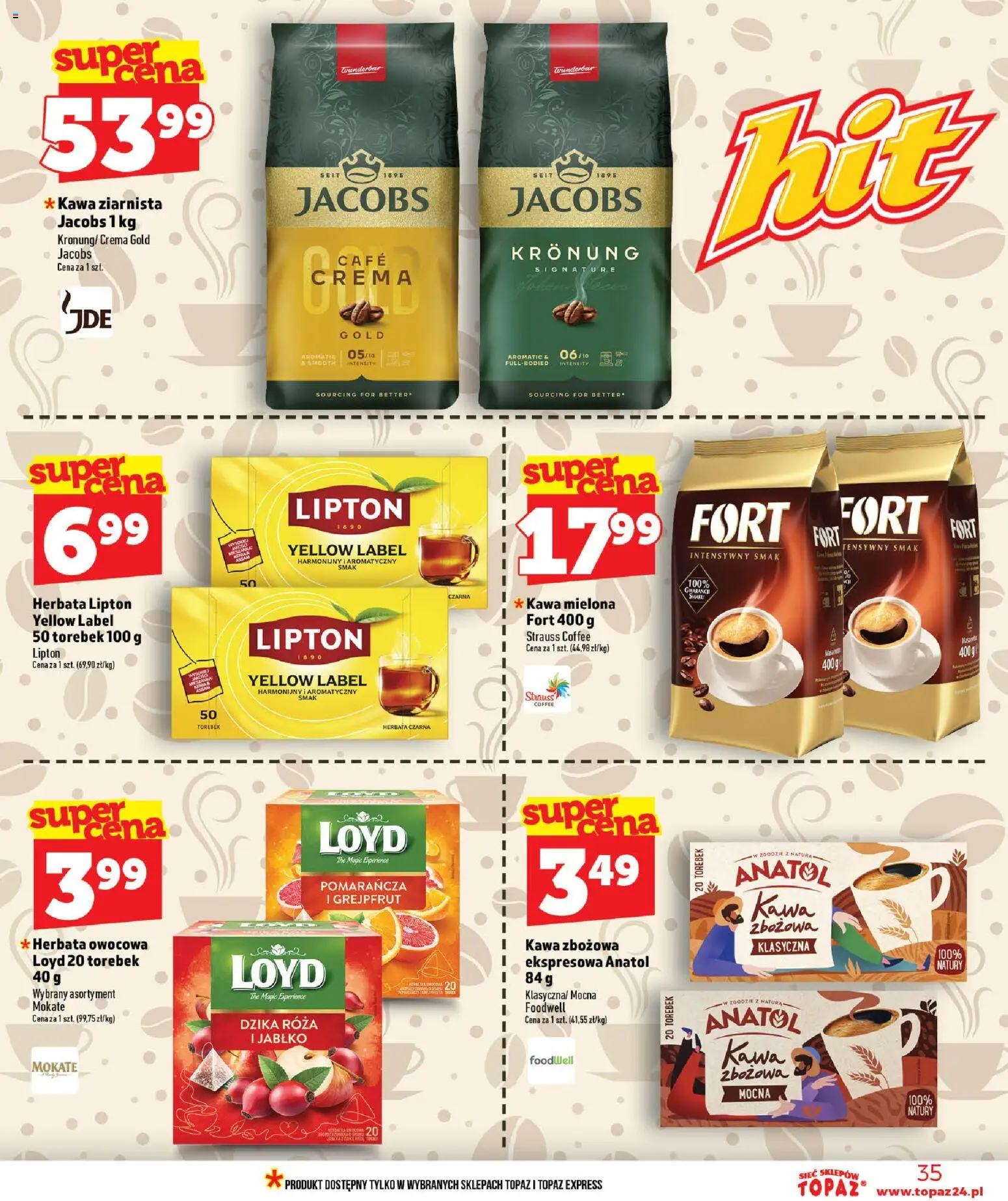 Topaz gazetka od 25.06.2026 | Strona: 35 | Produkty: Herbata lipton, Kawa, Herbata, Grejpfrut