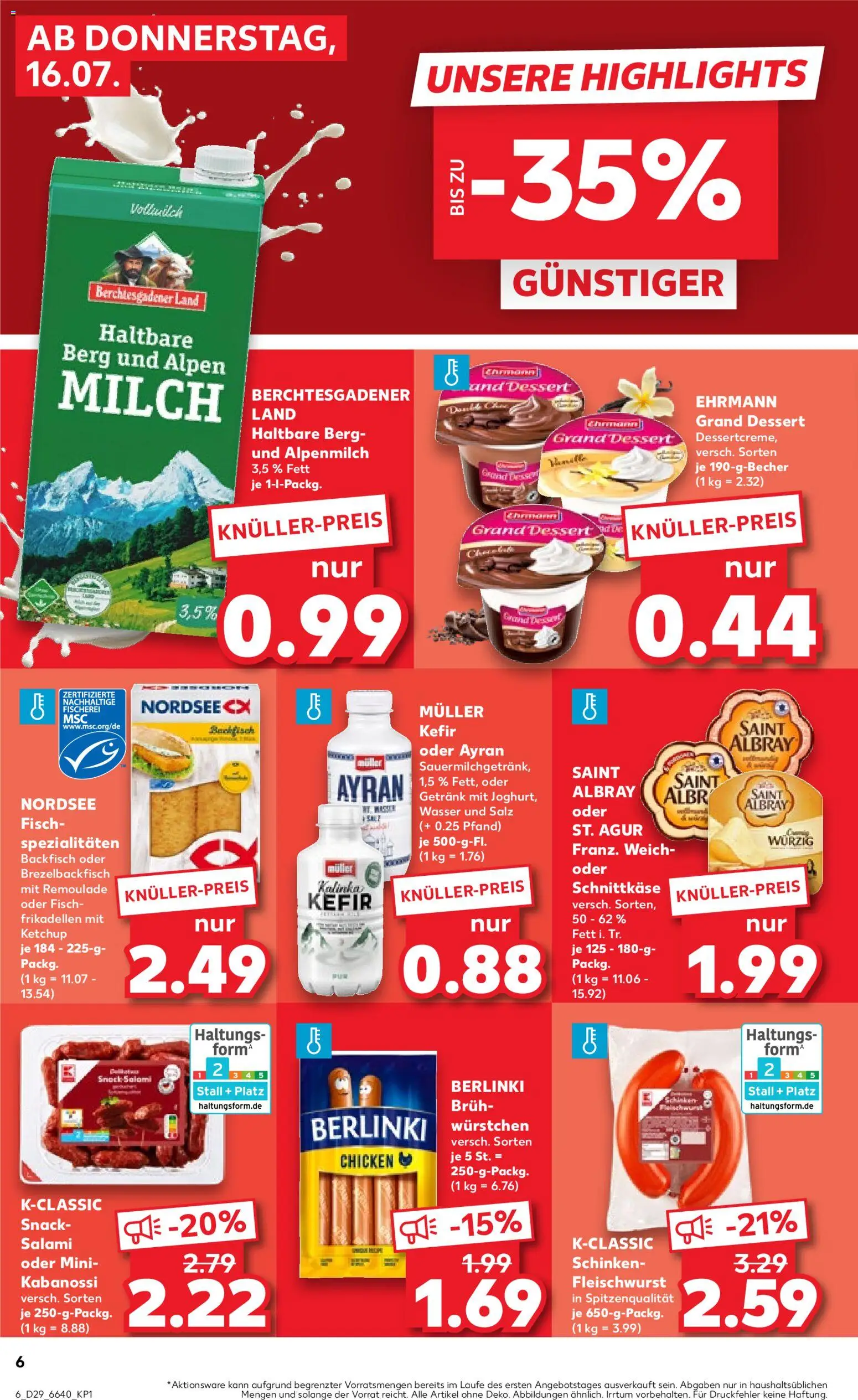 Kaufland Prospekt – gültig ab 16.07.2026 | Seite: 6 | Produkte: Milch, Wasser, Salz, Ketchup