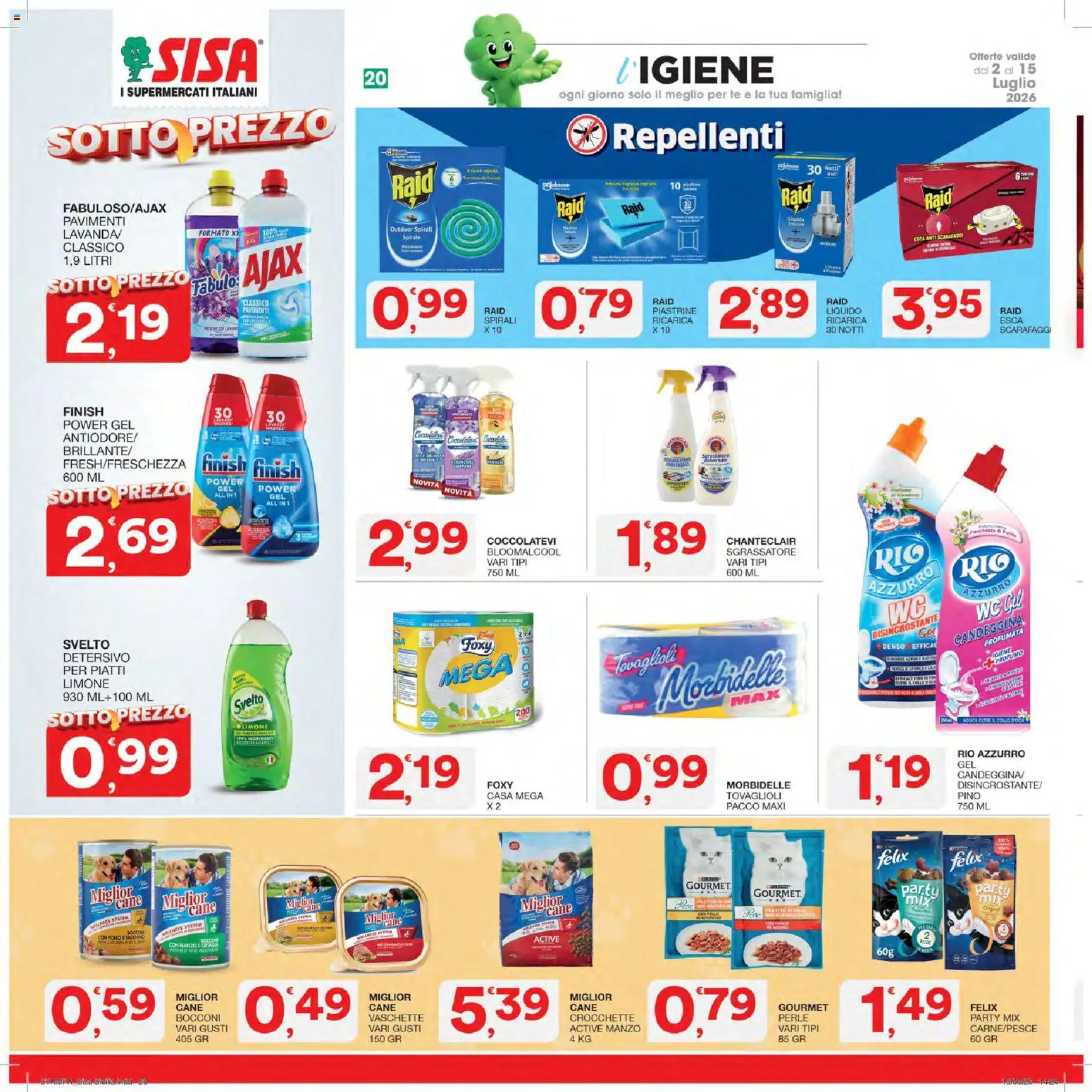 Volantino SISA del 02/07/2026 | Pagina: 20 | Prodotti: Pollo, Limone, WC, Vaschette
