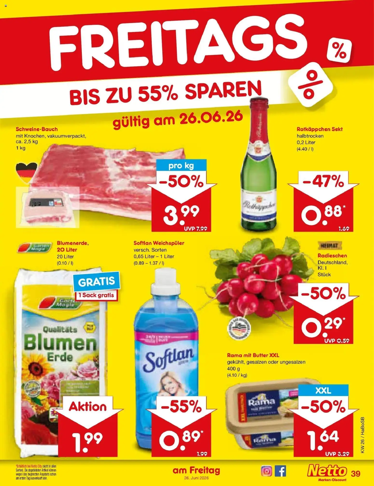 Netto Marken-Discount Prospekt Wuppertal – gültig ab 21.06.2026 | Seite: 51 | Produkte: Rotkappchen sekt, Butter, Blumen, Weichspüler