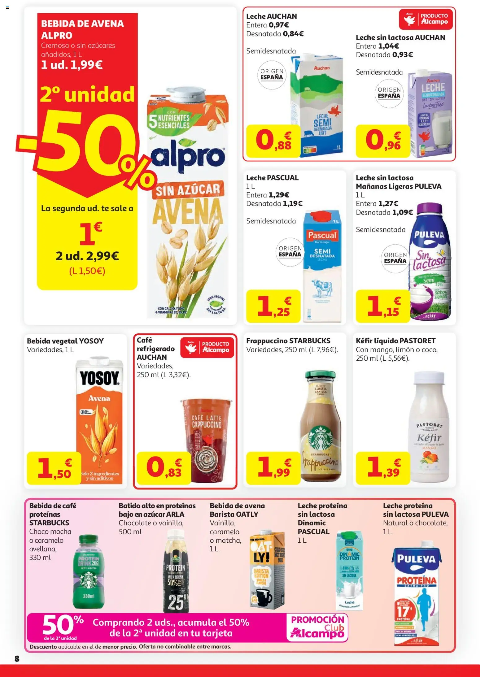 Alcampo  HG General Cat │ válido desde el 07.04.2026 | Página: 8 | Productos: Leche, Chocolate, Té, Bebida de avena