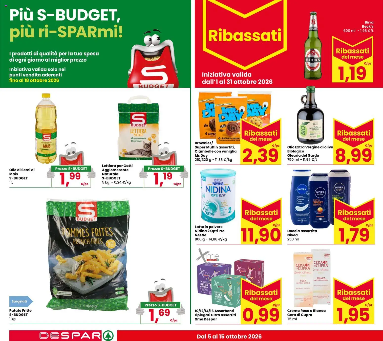 Volantino Despar del 06/10/2026 | Pagina: 18 | Prodotti: Crema, Latte in polvere, Latte, Olio