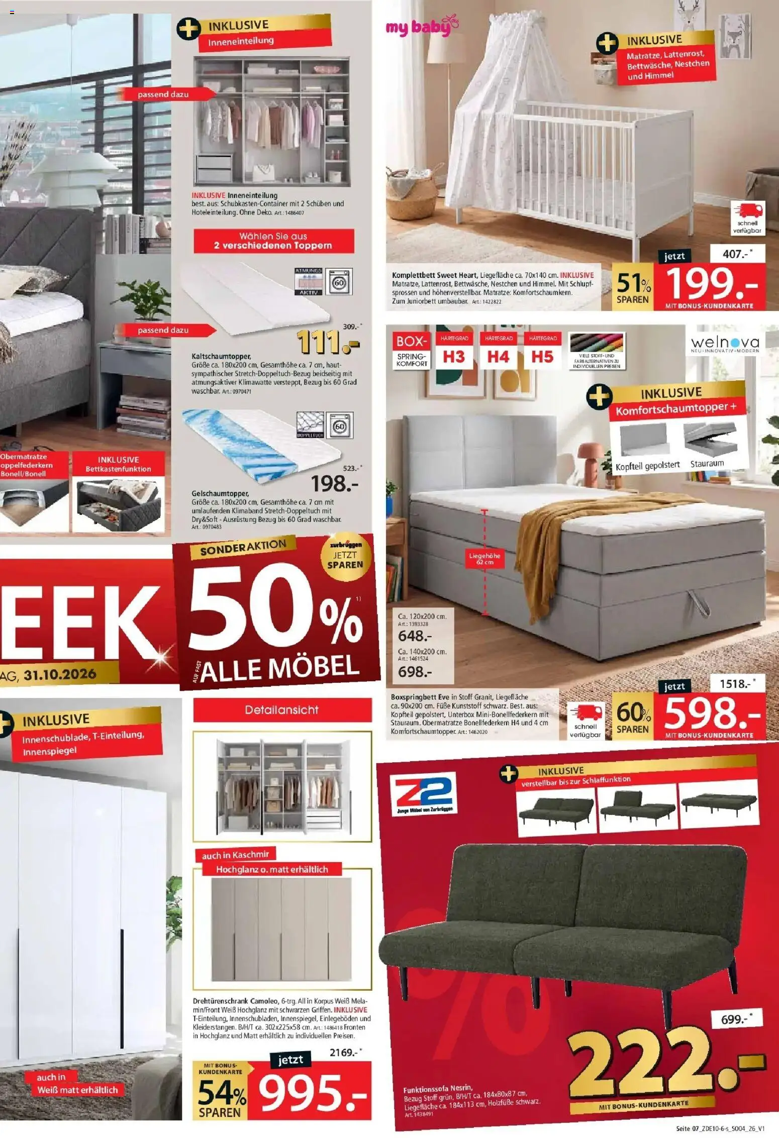 Zurbrüggen - Zurbrüggen: Red Shopping Week – gültig ab 17.10.2026 | Seite: 9 | Produkte: Matratze, Drehtürenschrank, Boxspringbett, Box