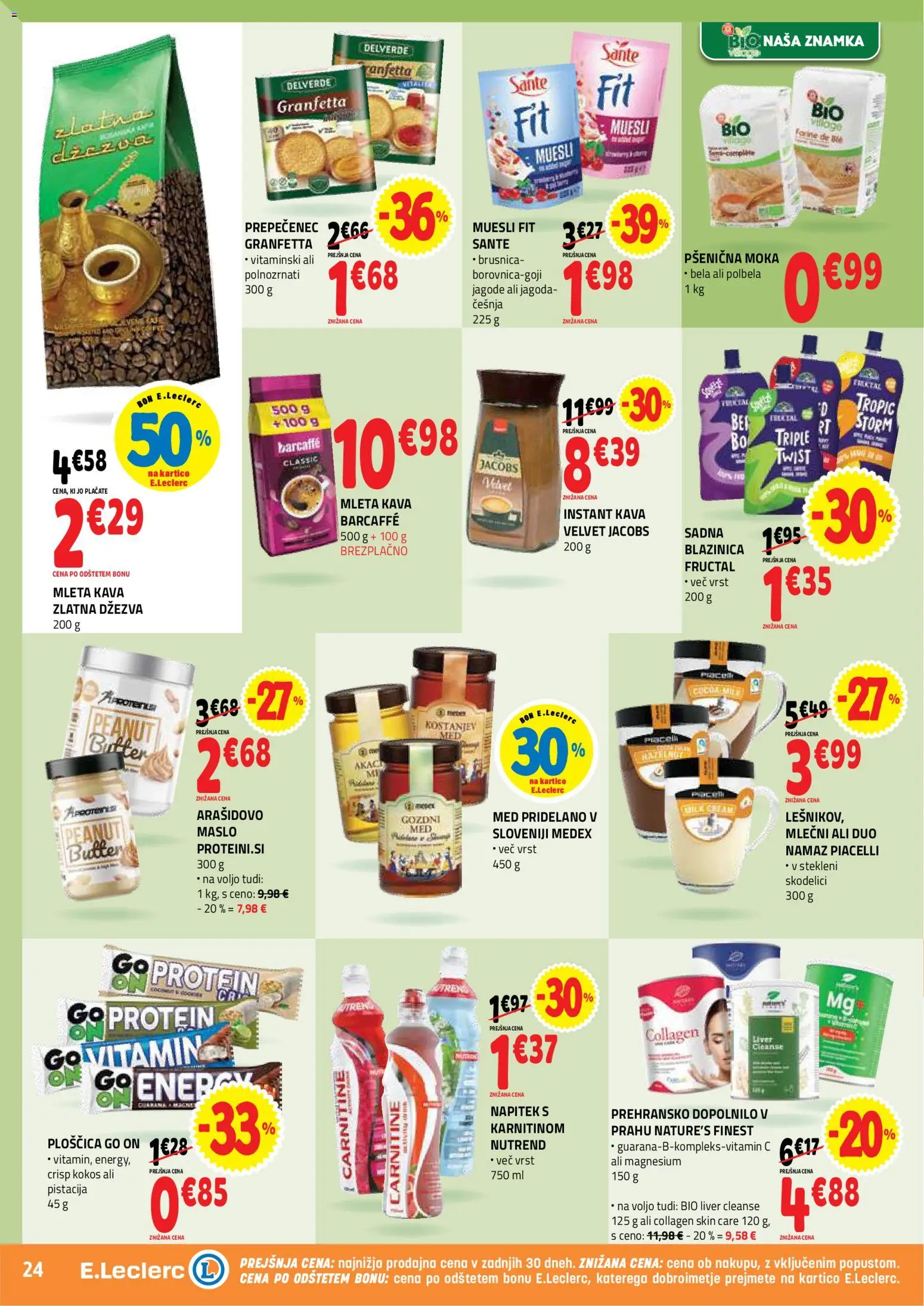 Novi E.leclerc katalog ponudbe – veljaven od 13.05.2026 | Stran: 24 | Izdelki: Muesli, Instant kava, Namaz, Kava