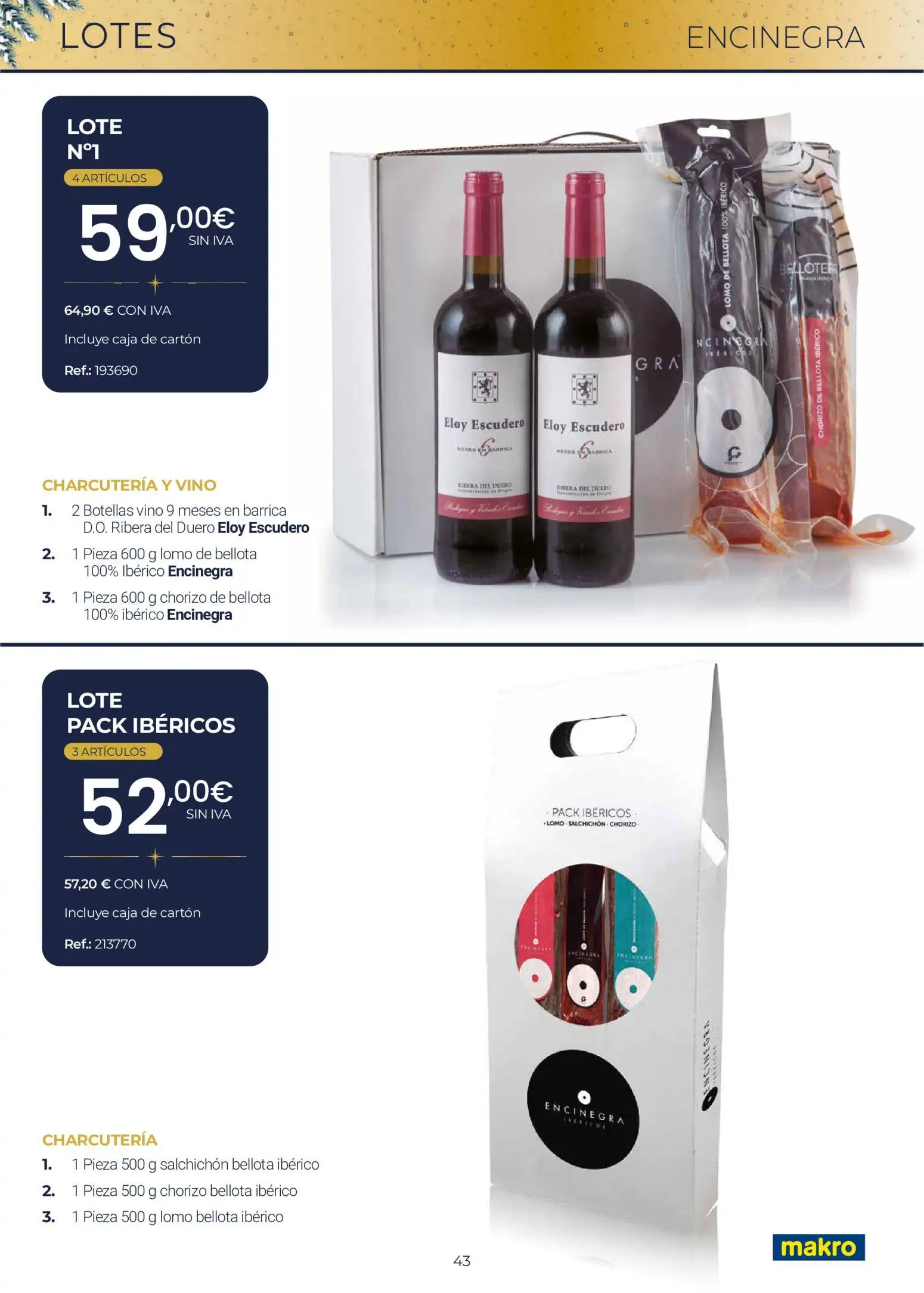 Makro Lotes y Cestas Navidad Centro │ válido desde el 03/09/2026 | Página: 43 | Productos: Lomo, Vino, Caja