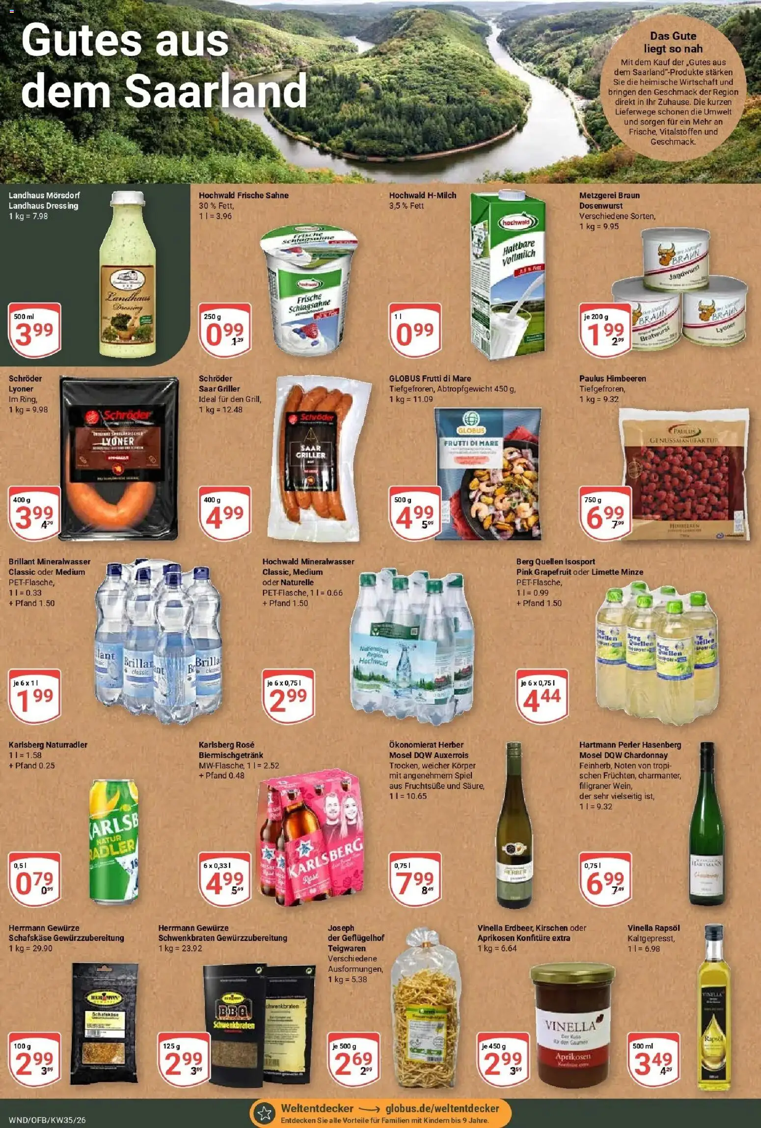 Globus Prospekt St. Wendel (ab 24.08.2026) » Angebote online | Seite: 19 | Produkte: Himbeeren, Bratwurst, Grapefruit, Schafskase