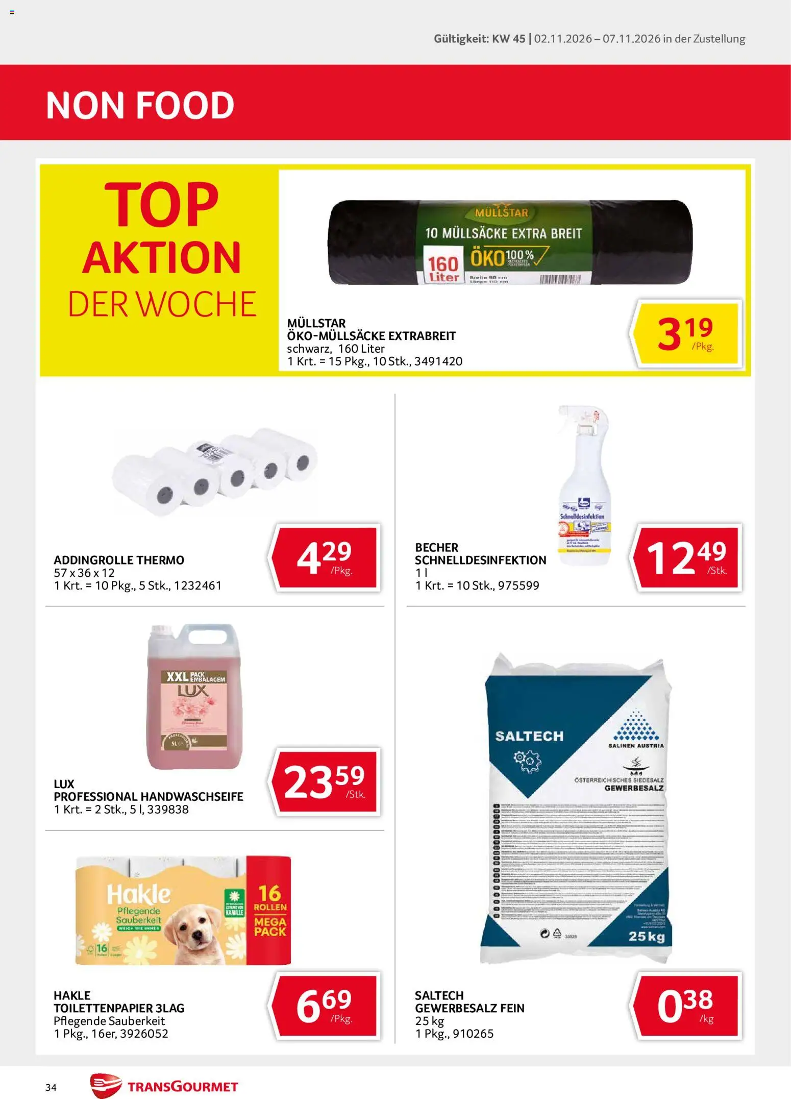 Transgourmet Flugblatt gültig ab 02.11.2026 | Seite: 34 | Produkte: Müllsäcke