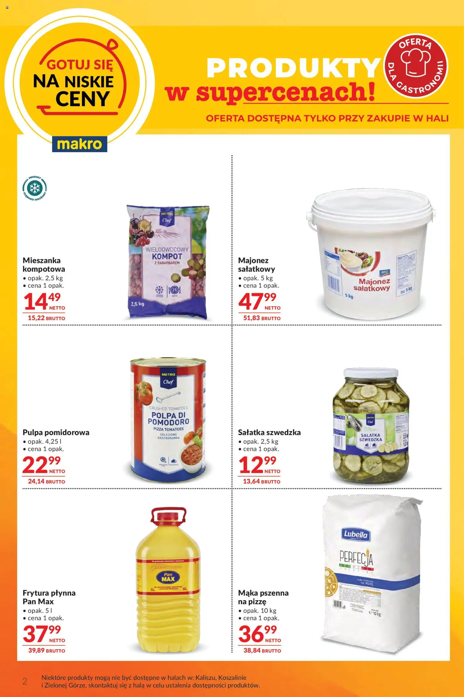 Makro gazetka - Oferta dla gastronomii od 04.08.2026 | Strona: 2 | Produkty: Frytura, Sałatka szwedzka, Sałatka, Majonez