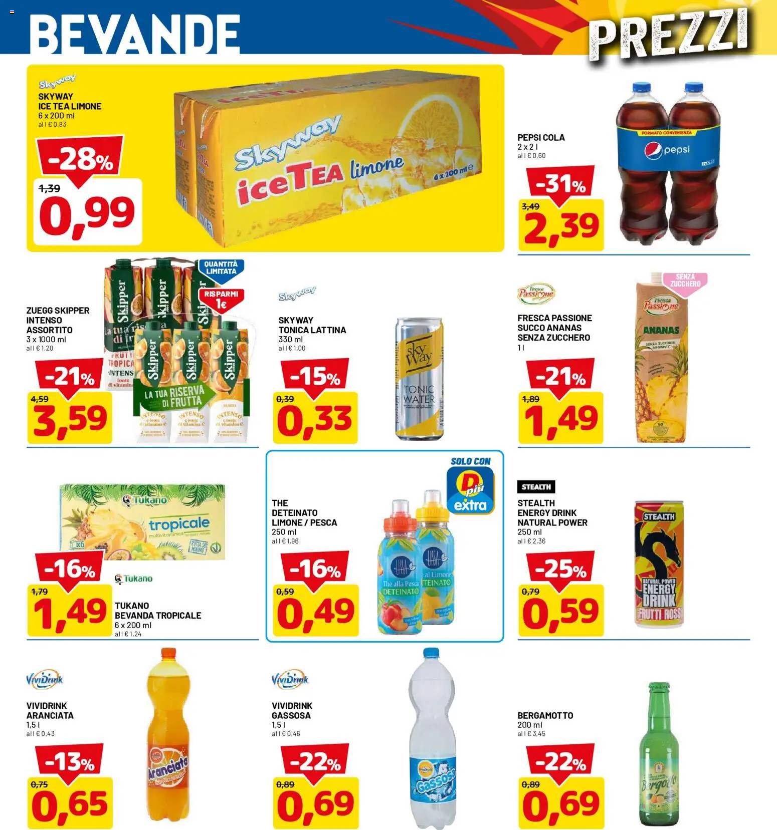 Volantino D Più del 14/09/2026 | Pagina: 14 | Prodotti: Bevande, Frutta, Limone, Pesca