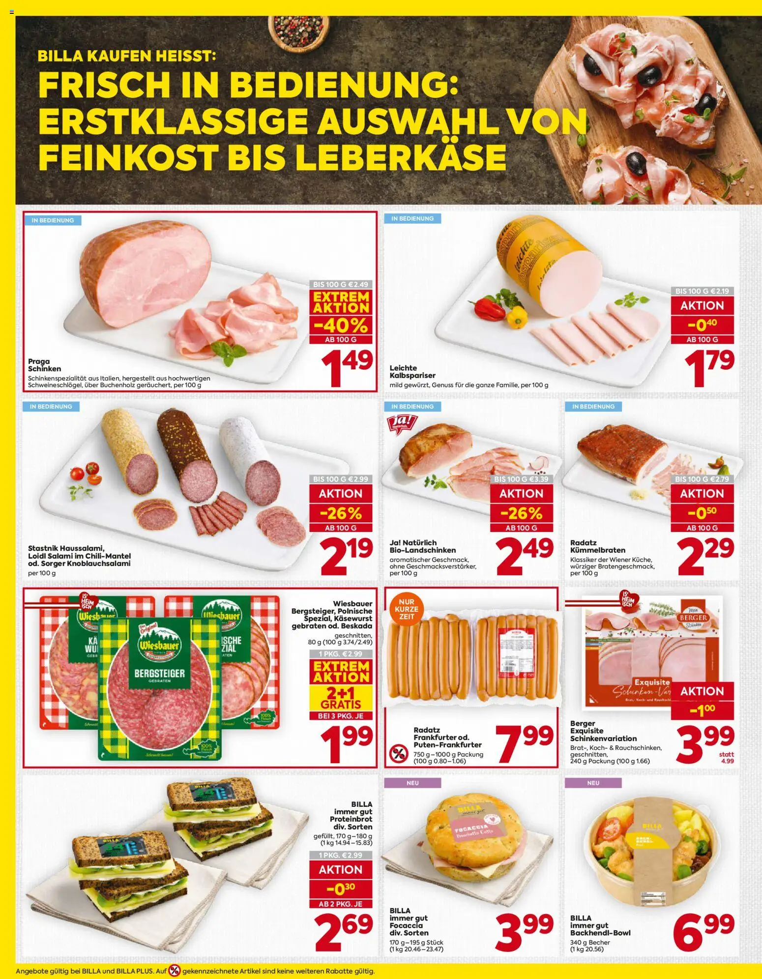 Billa AT akciós ujság - amely érvényes a következő dátumtól: 2026.10.01. | Oldal: 8 | Termékek: Focaccia, Prosciutto