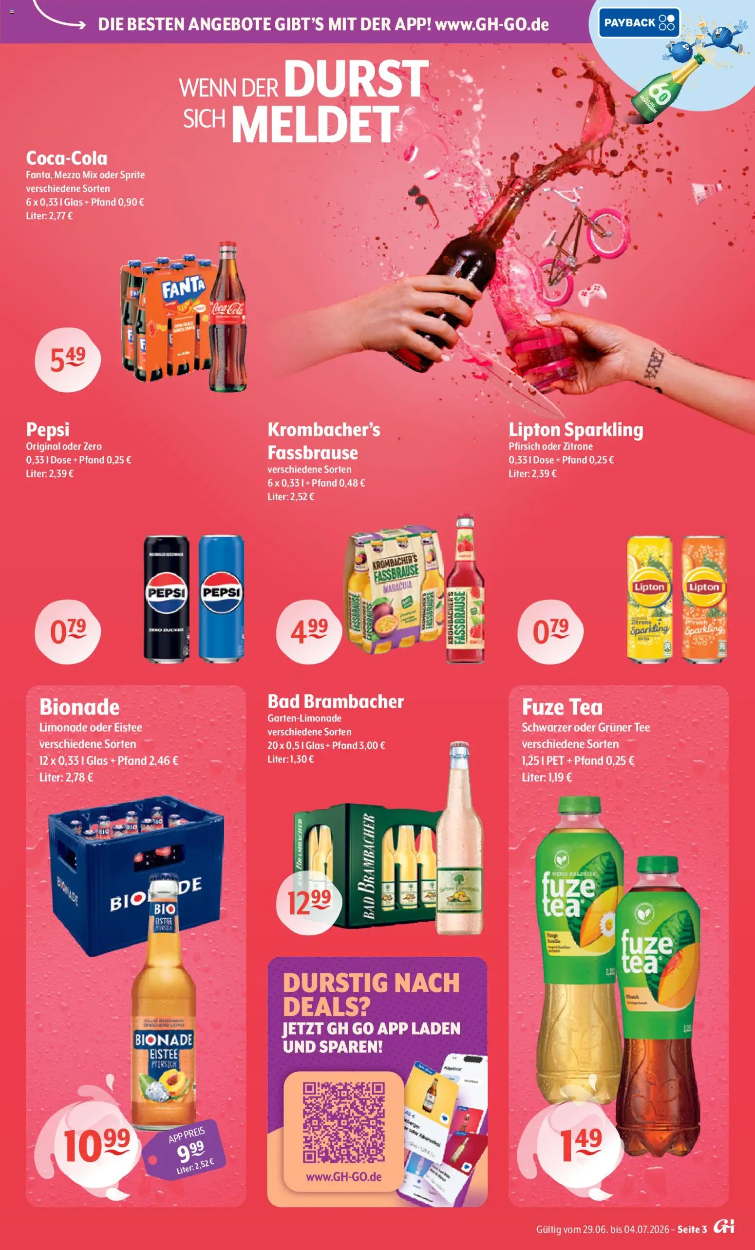 Getränke Hoffmann - Nordrhein - Westfalen – gültig ab 29.06.2026 | Seite: 3 | Produkte: Fuze tea, Fanta, Fassbrause, Tee