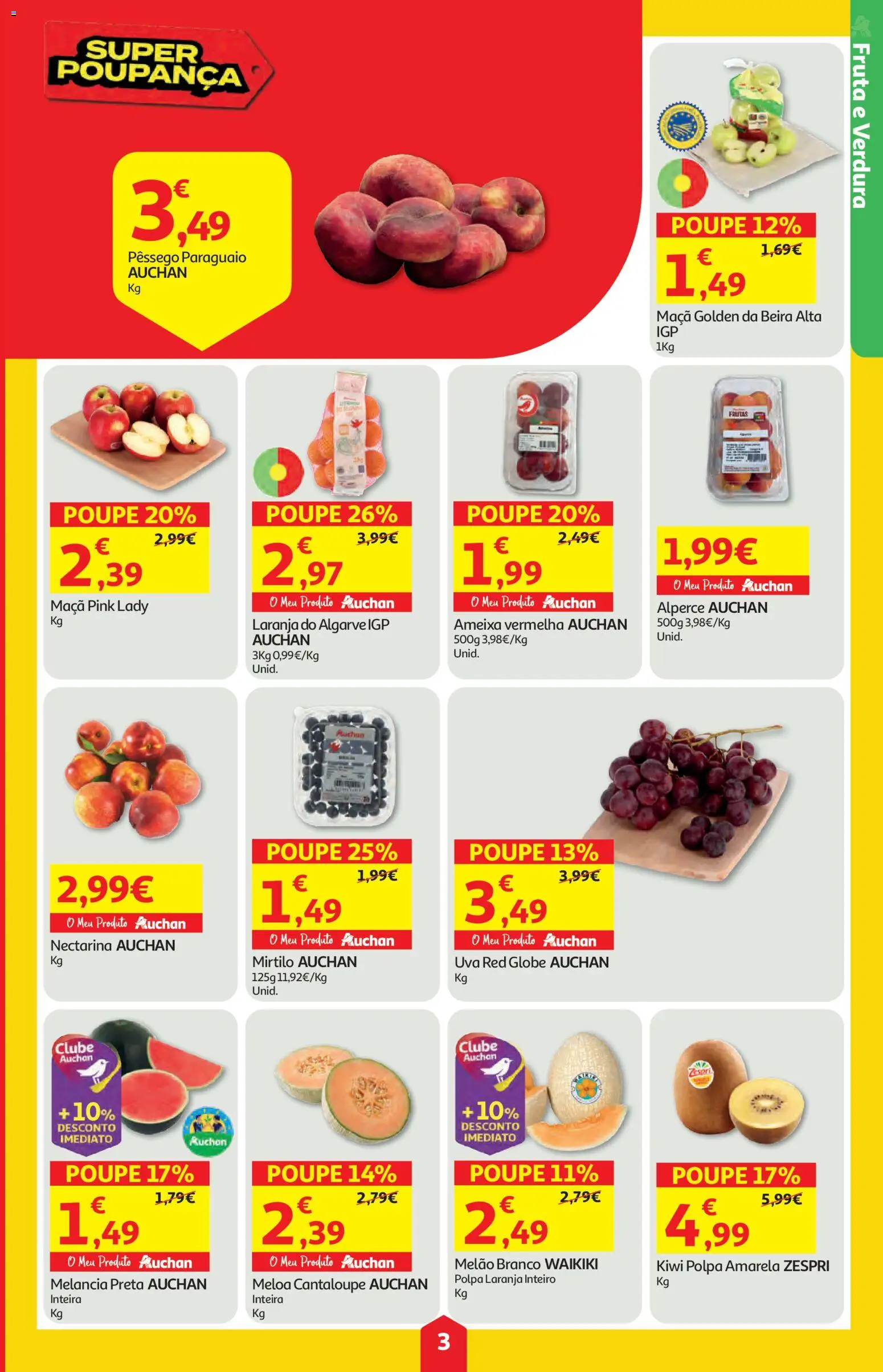 Auchan folheto │ válido de 11.06.2026 | Página: 3 | Produtos: Maça, Melancia, Melão, Kiwi