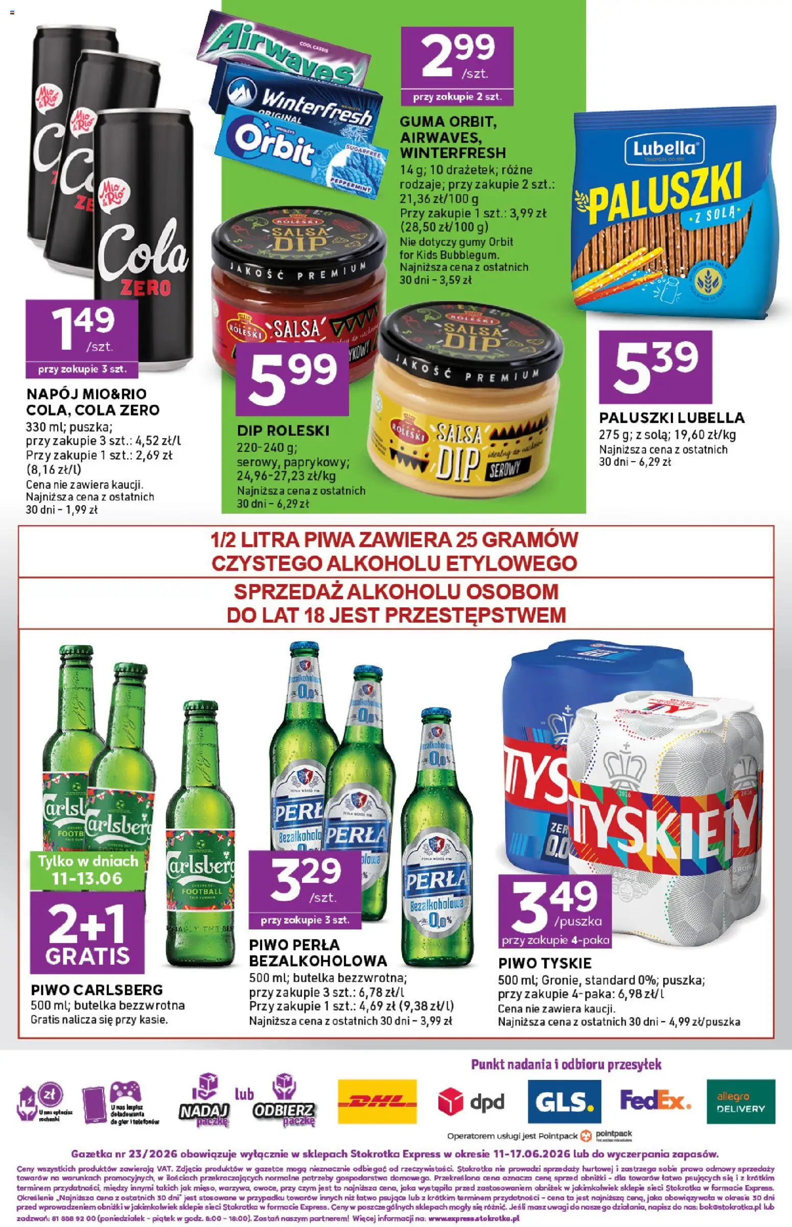 Stokrotka gazetka - Express od 11.06.2026 | Strona: 6 | Produkty: Stokrotka, Tyskie, Paluszki, Piwo Carlsberg