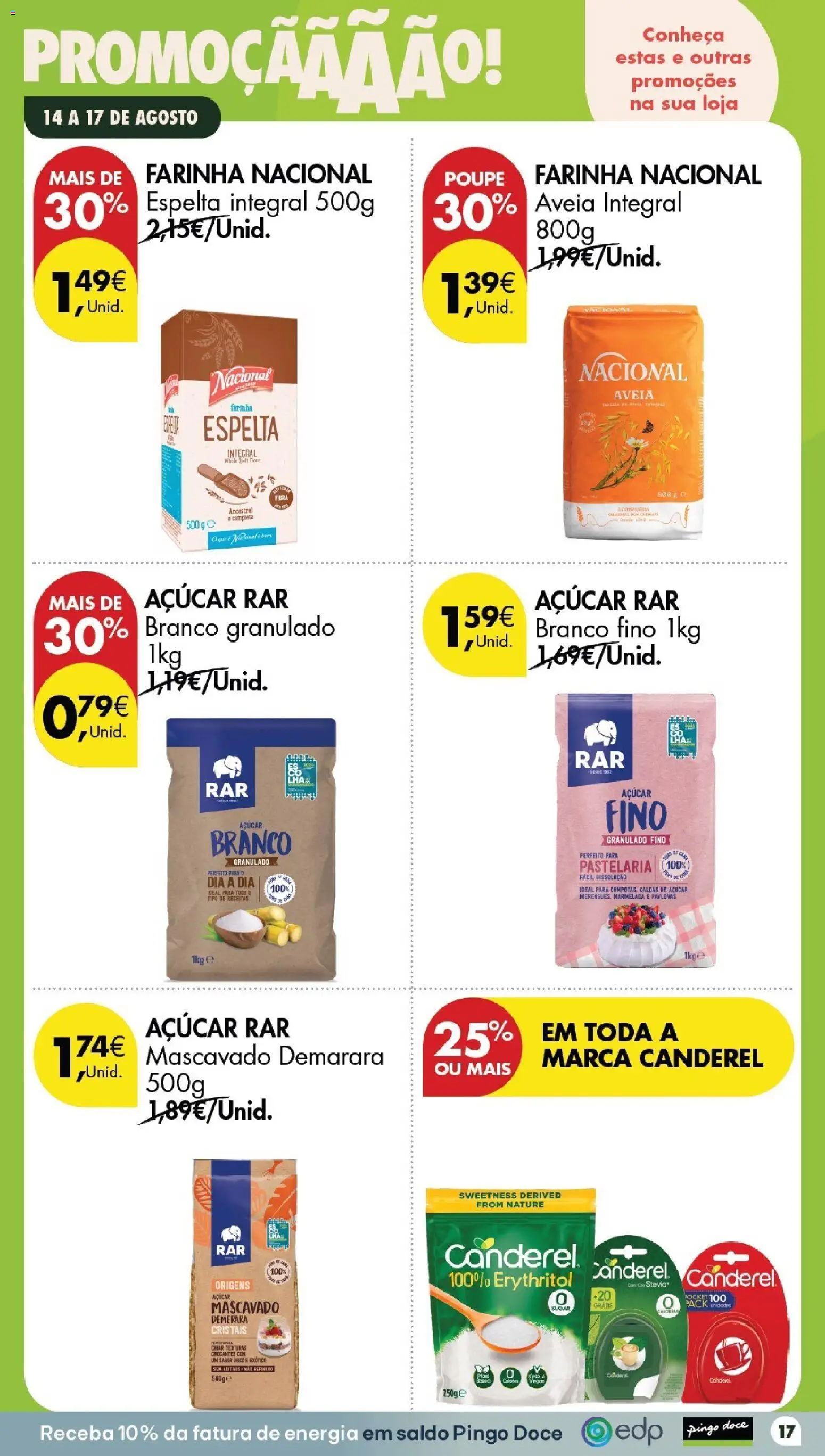 Pingo Doce Poupe este Fim de Semana │ válido de 14/08/2026 | Página: 17 | Produtos: Marmelada, Açúcar mascavado, Açúcar, Farinha