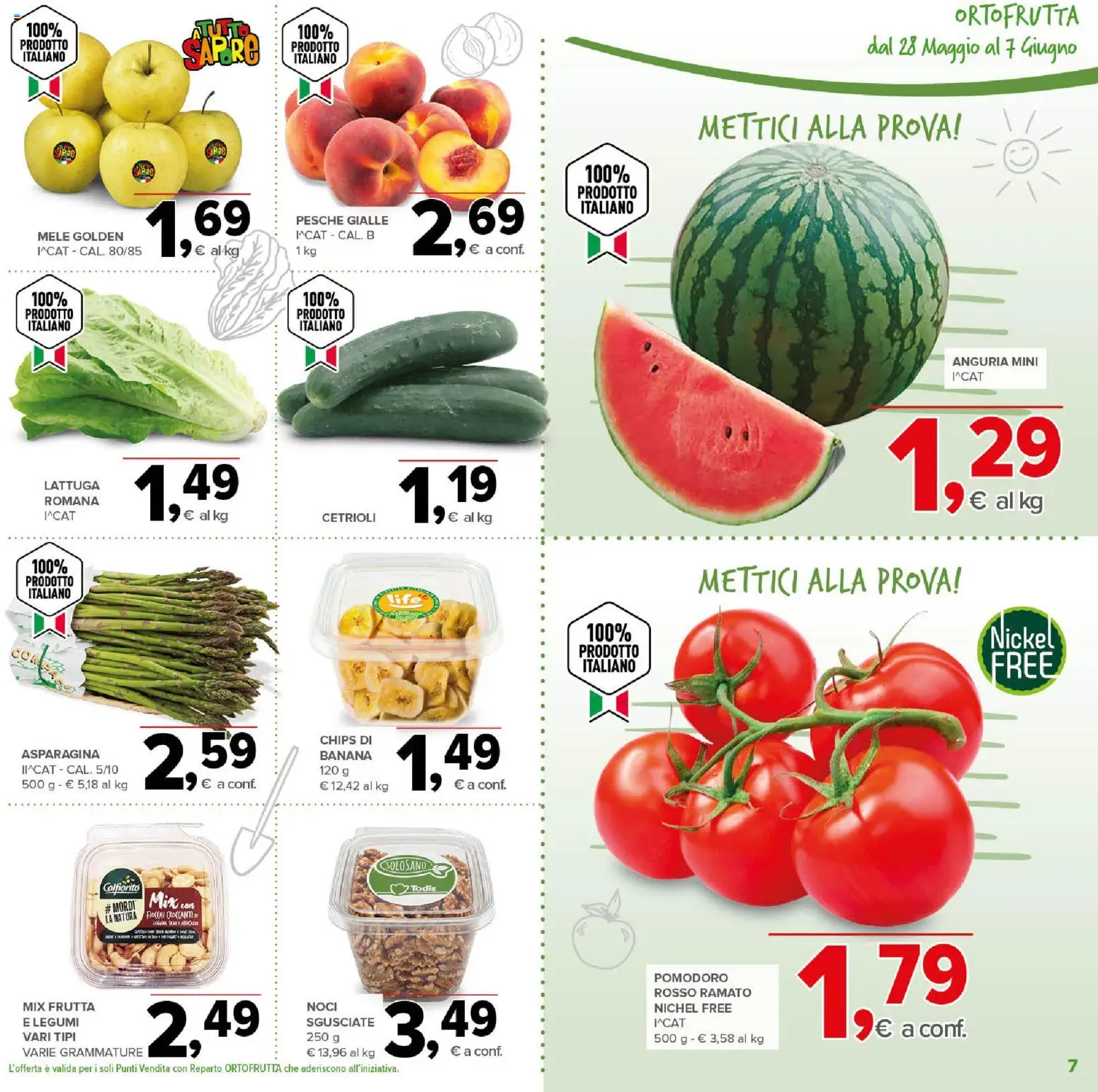 Volantino Todis del 28.05.2026 | Pagina: 7 | Prodotti: Legumi, Mele, Pomodoro, Lattuga