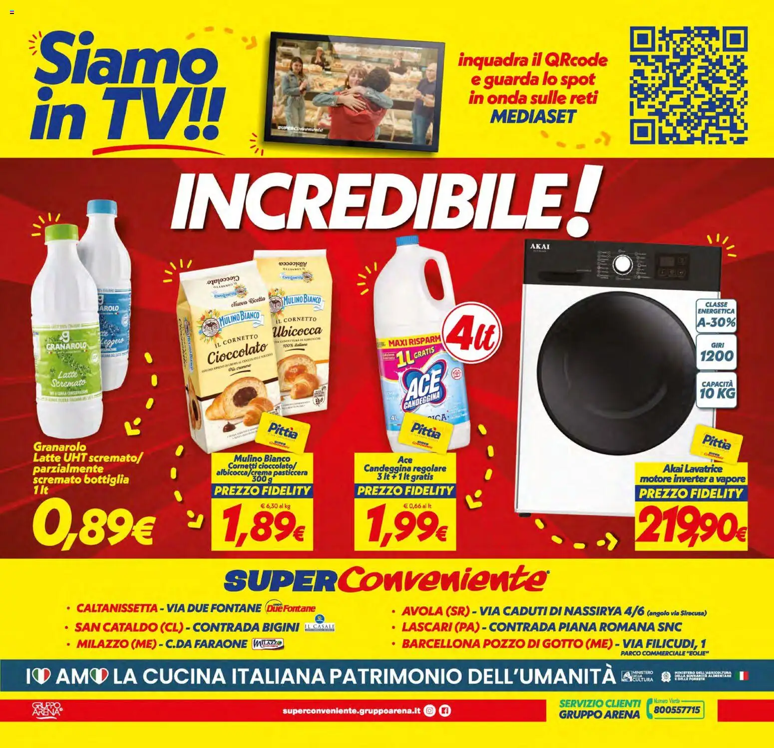 Volantino SuperConveniente del 09.06.2026 | Pagina: 28 | Prodotti: Cornetto, Candeggina, Latte, Lavatrice