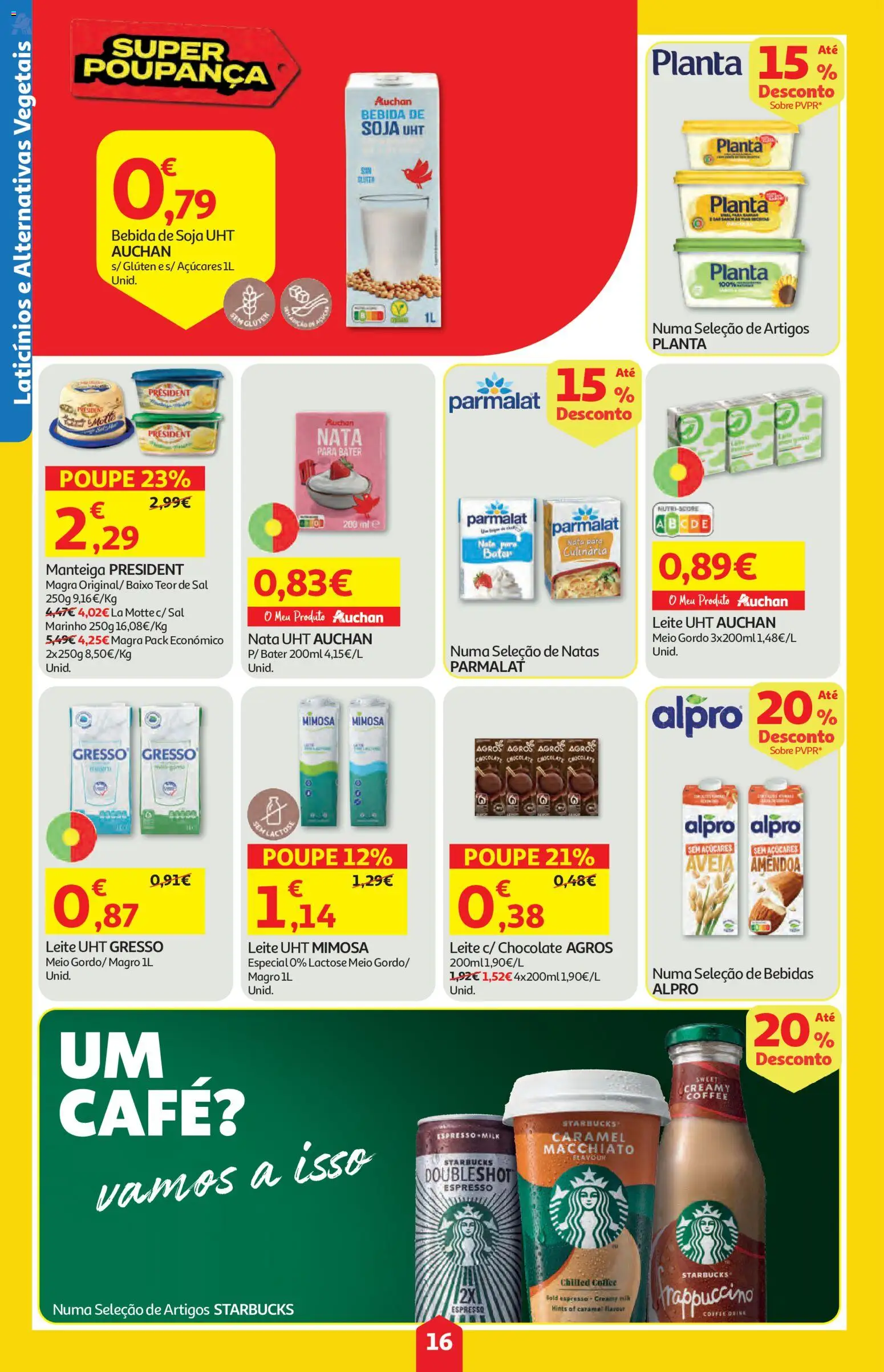 Auchan folheto │ válido de 25/06/2026 | Página: 16 | Produtos: Soja, Manteiga, Café, Nata