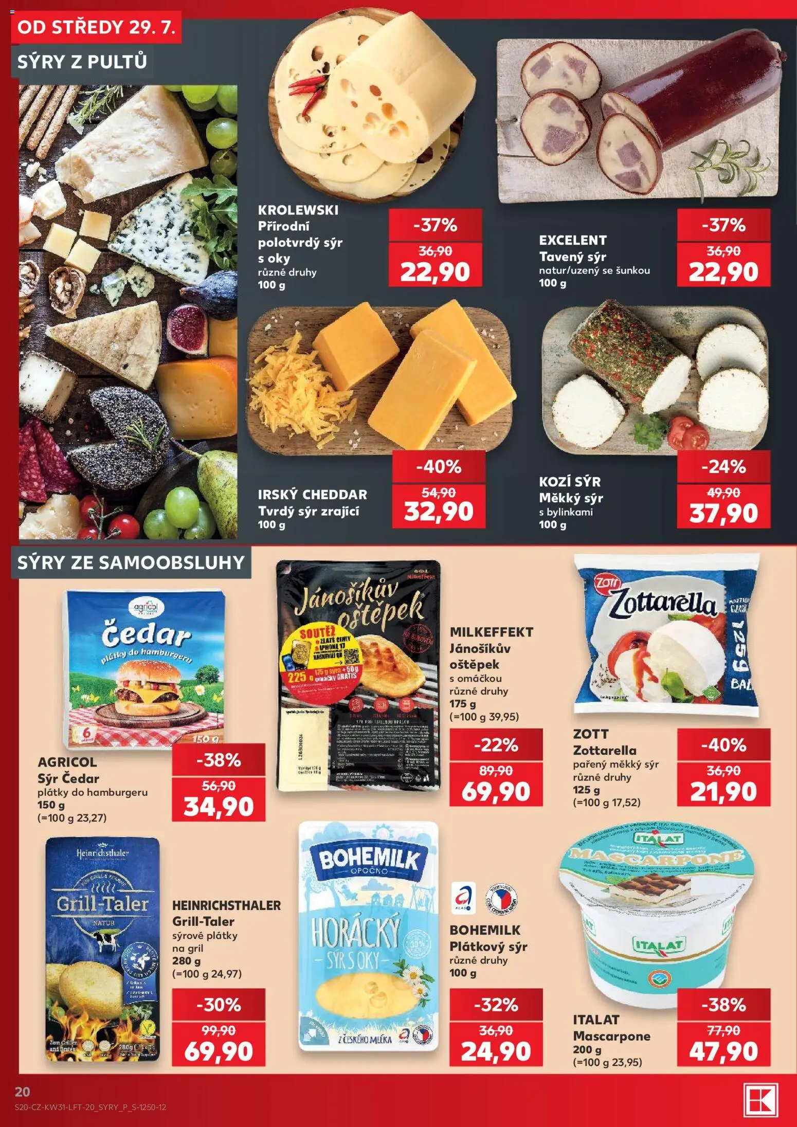 Kaufland leták - Chomutov od 29.07.2026 | Strana: 20 | Produkty: Sýr, Iphone, Gril, Kozí sýr