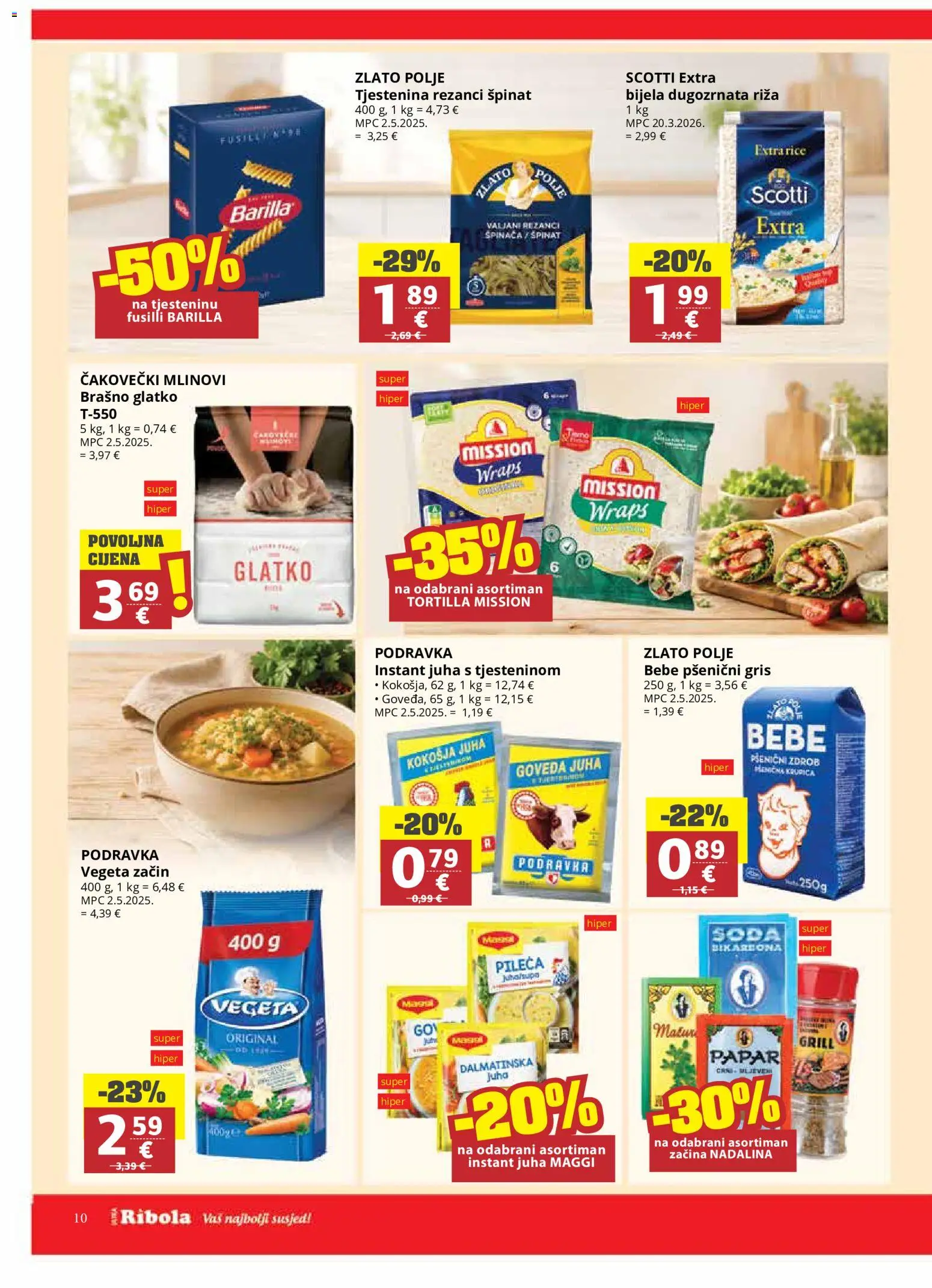 Ribola katalog | vrijedi od 02.09.2026 | Stranica: 10 | Proizvodi: Špinat, Riža, Brašno, Barilla