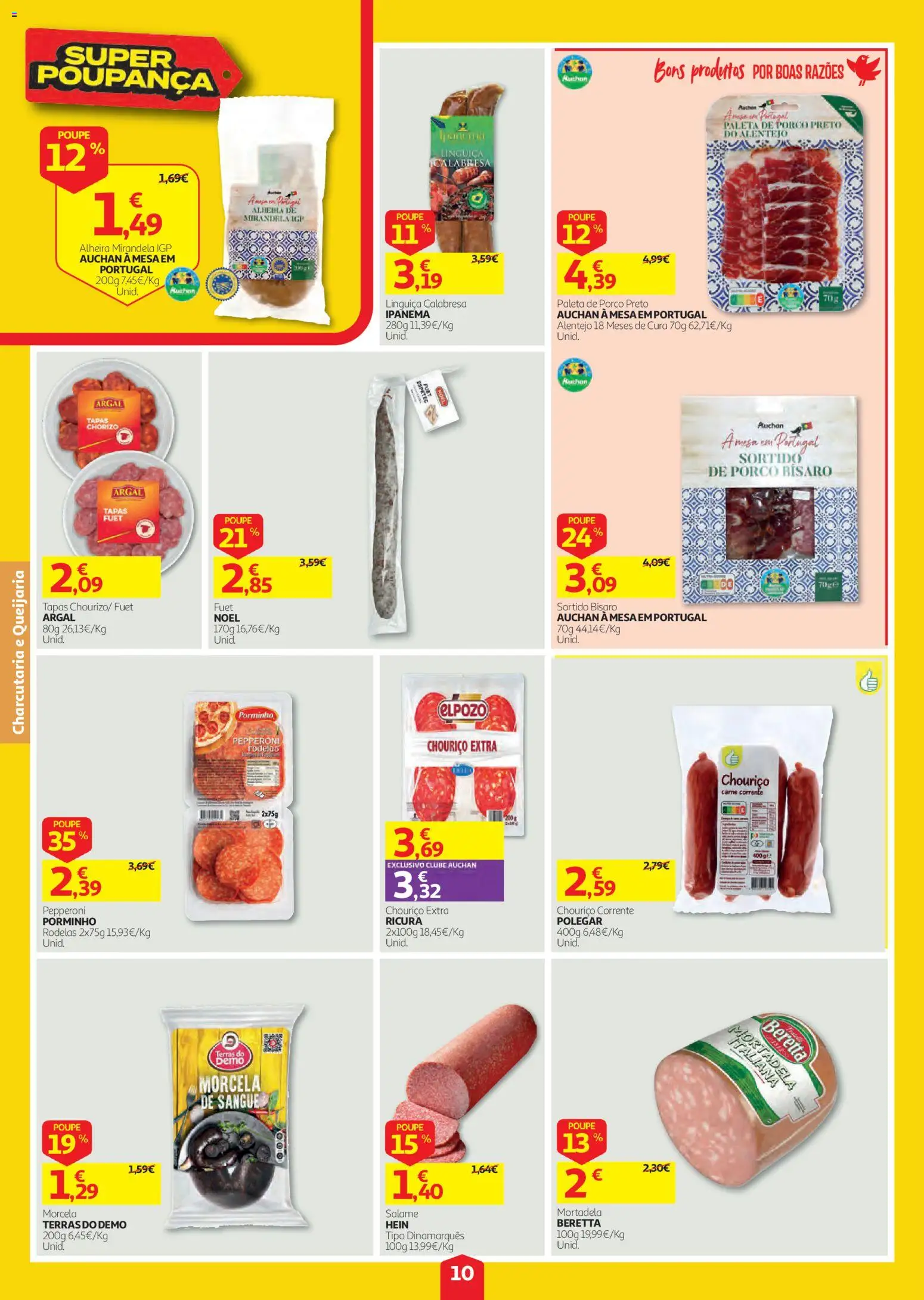 Auchan folheto │ válido de 01/10/2026 | Página: 10 | Produtos: Mortadela, Salame, Chouriço, Carne
